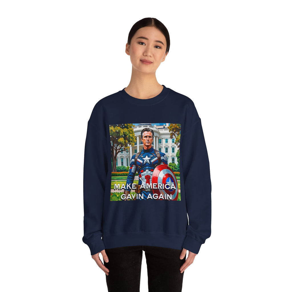 Gavin Newsom Sweater - Make America Gavin Again - Captain America - Anti Trump Sweatshirt - Political Satire - Anti MAGA Sweater