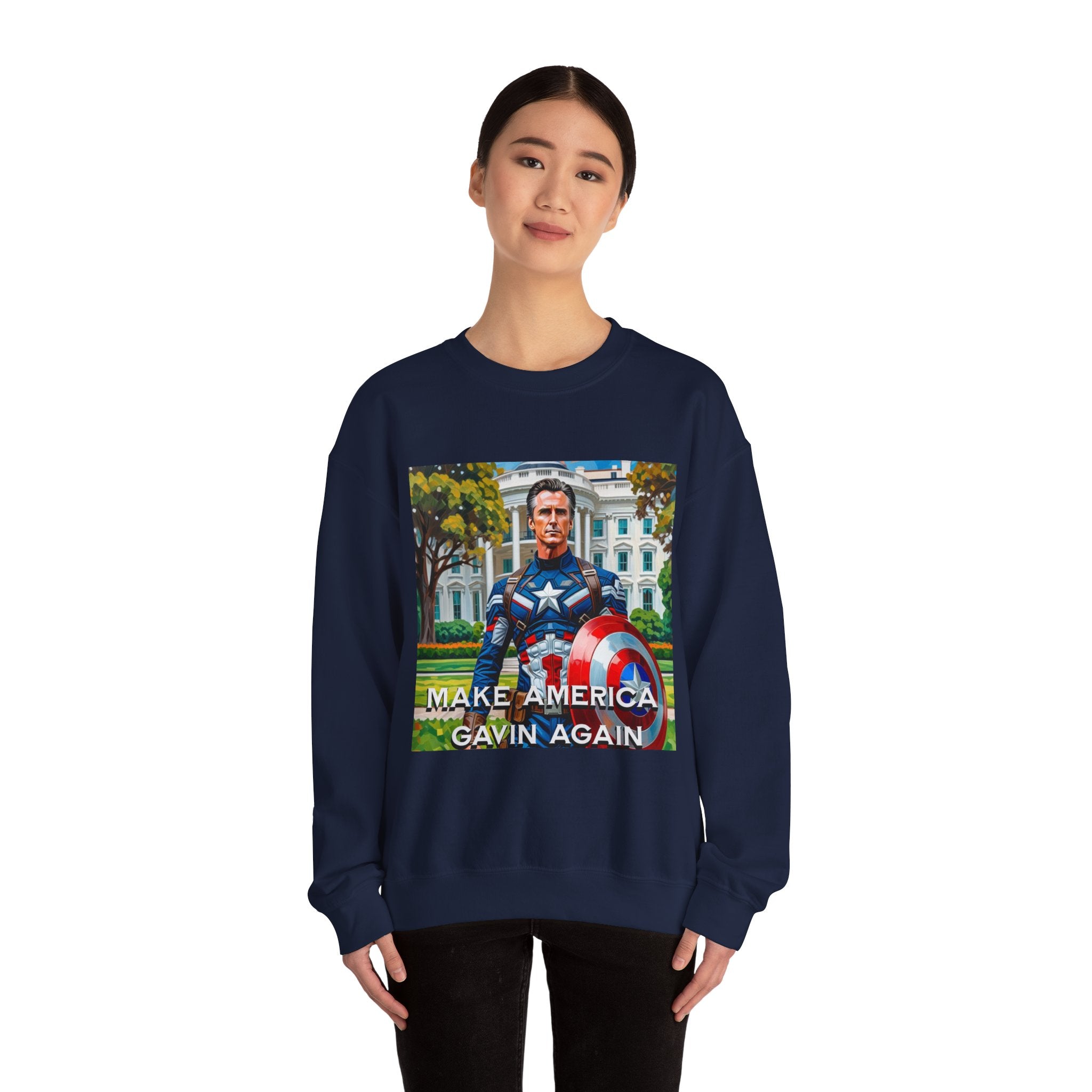 Gavin Newsom Sweater - Make America Gavin Again - Captain America - Anti Trump Sweatshirt - Political Satire - Anti MAGA Sweater