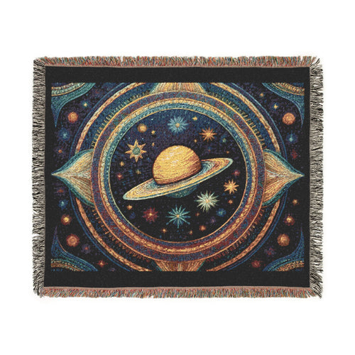 Celestial Woven Blanket - Galaxy Space Throw, Celestial Bedroom Decor, Night Sky Blanket, Wall Tapestry - Home Decor