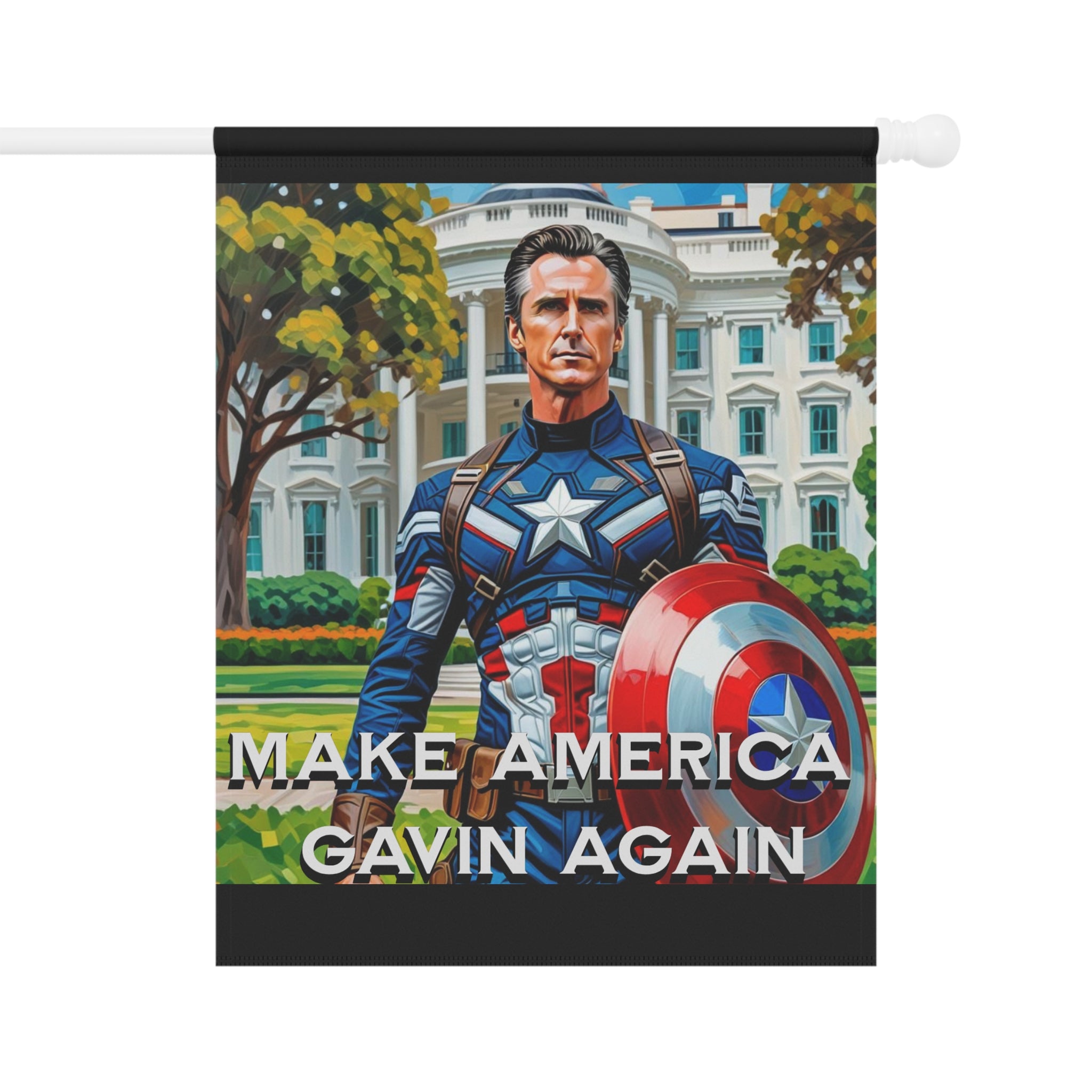 Gavin Newsom Captain America Yard Banner - Subtle Anti Trump Merch - Anti MAGA Flag - Democrat Gift - Anti Republican