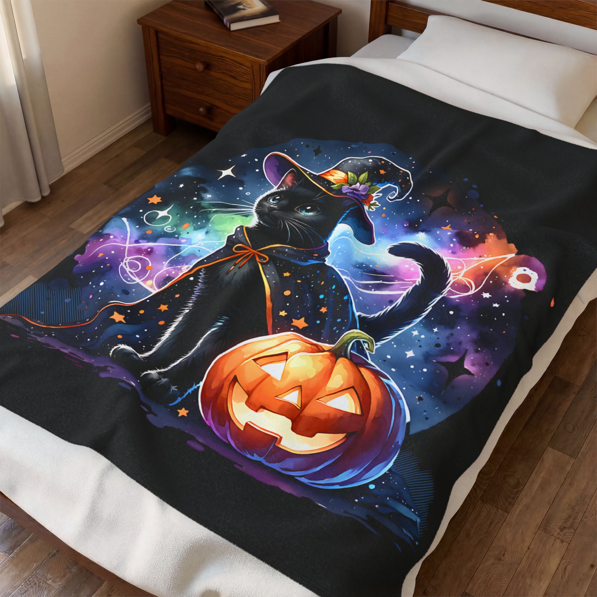 Black Cat Halloween Blanket - Halloween Tapestry - Spooky Season Decor - Halloween 2025