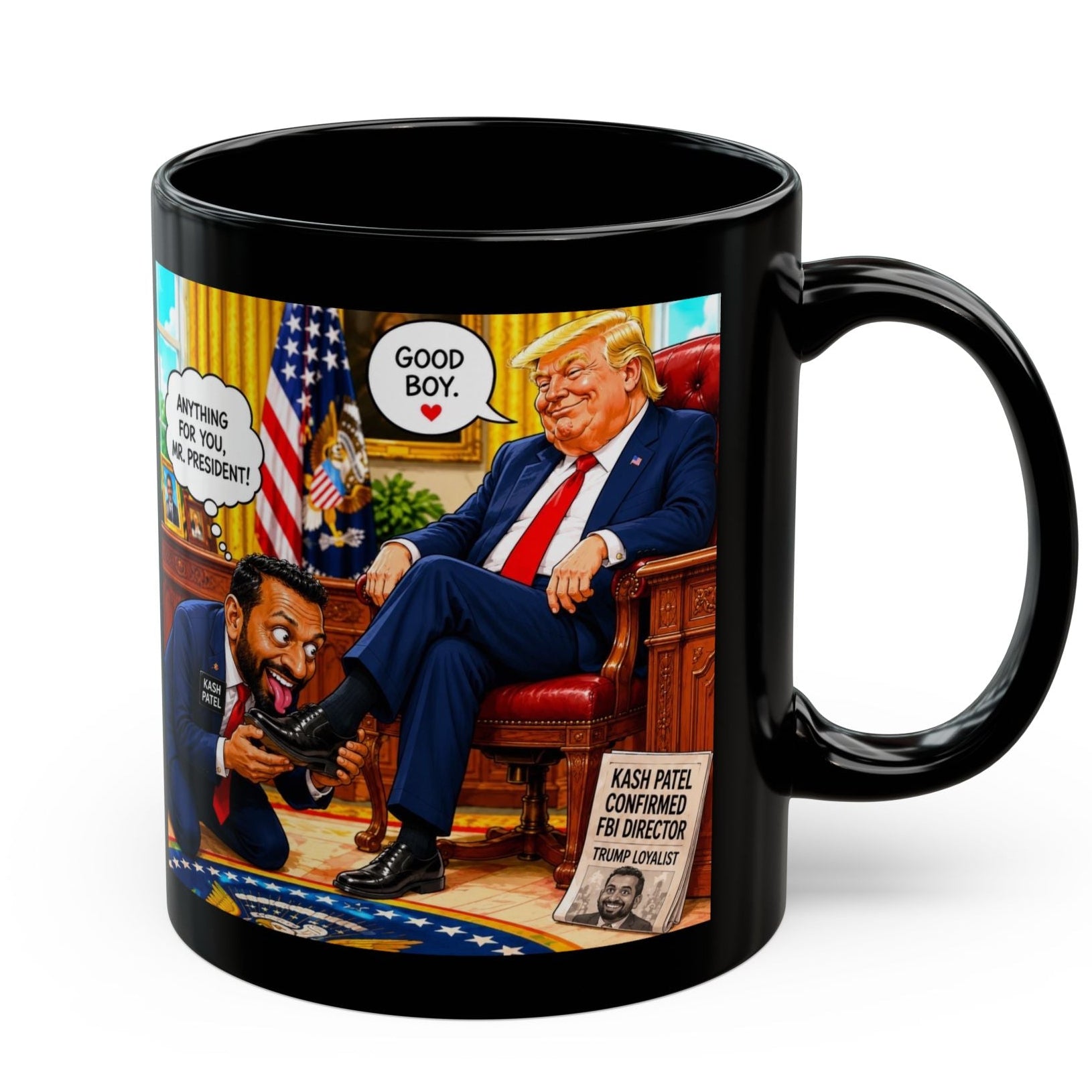 Anti Trump Mug - Funny Kash Patel Mug - Political Satire - Trump Parody - Gift For Liberal