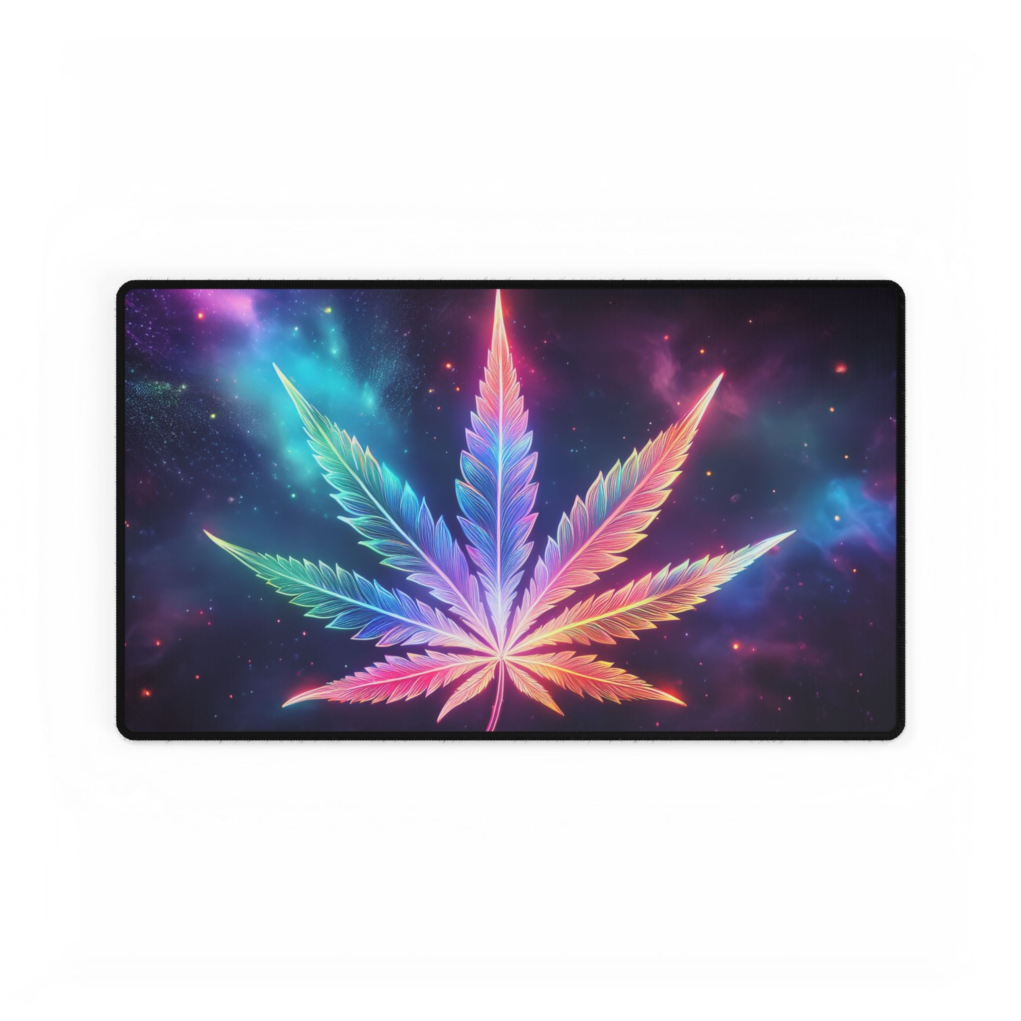 Trippy Galaxy Weed Desk Mat - Psychedelic Stoner Gaming Pad | 420 Dab Mat/ Dab Station | Cannabis Desk Decor | Galaxy Mousepad