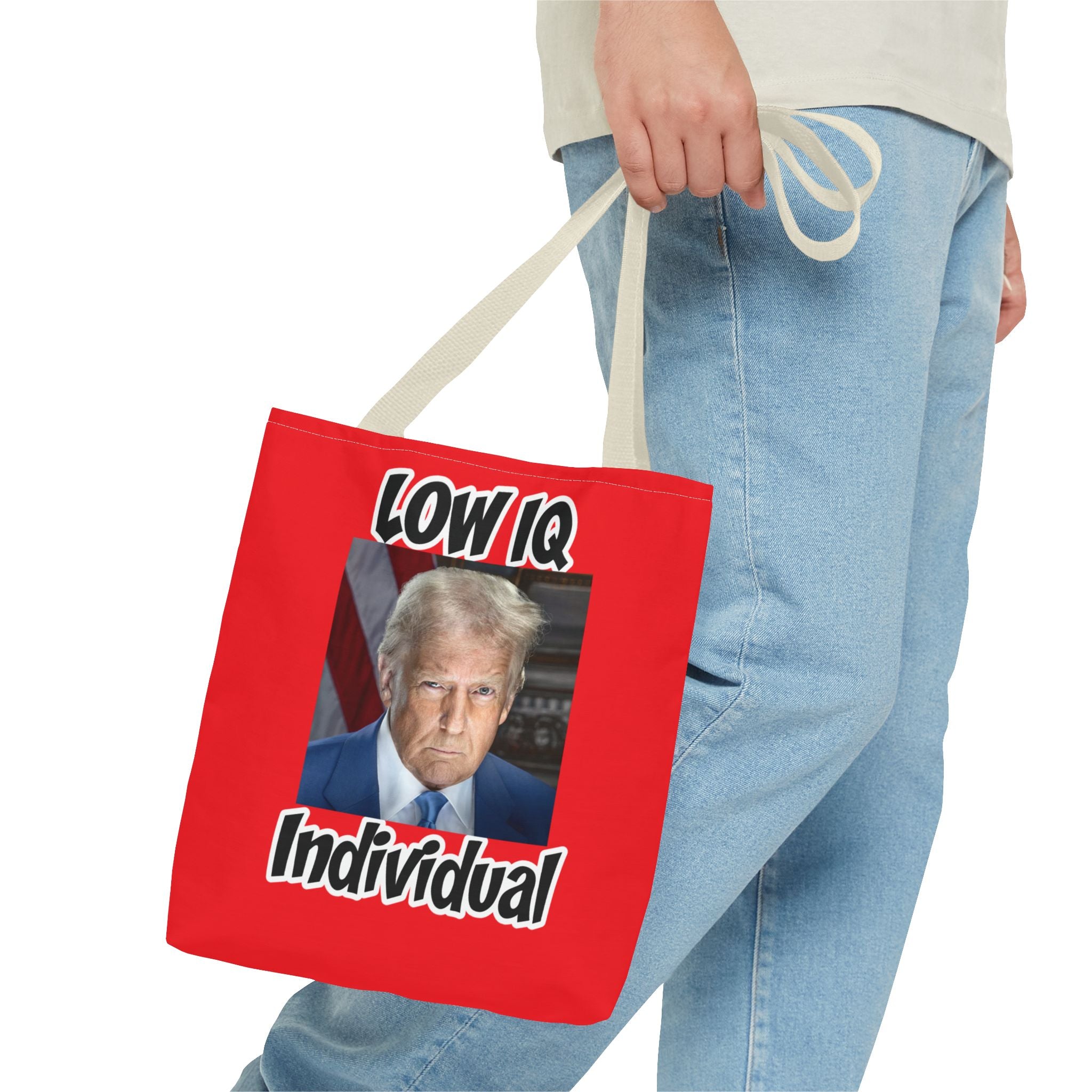 Anti Trump Tote Bag - Low IQ Individual - Political Satire Bag - Anti MAGA Tote - Democrat Gift - Protest Bag