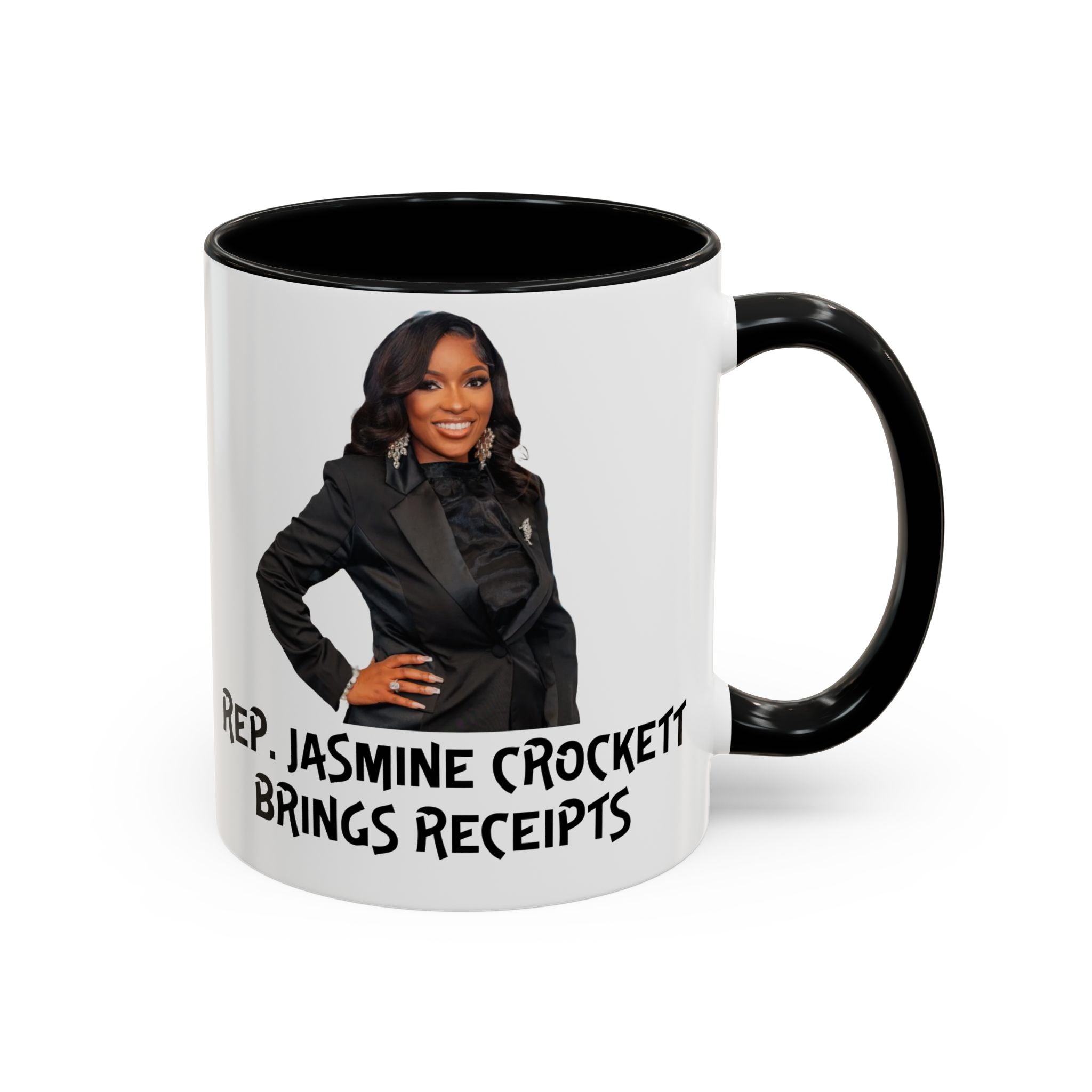 Jasmine Crockett - Brings Receipts - Anti MAGA - Anti Trump - Political Satire Mug - Anti Fascism - Feminist Gift - Anti Republican
