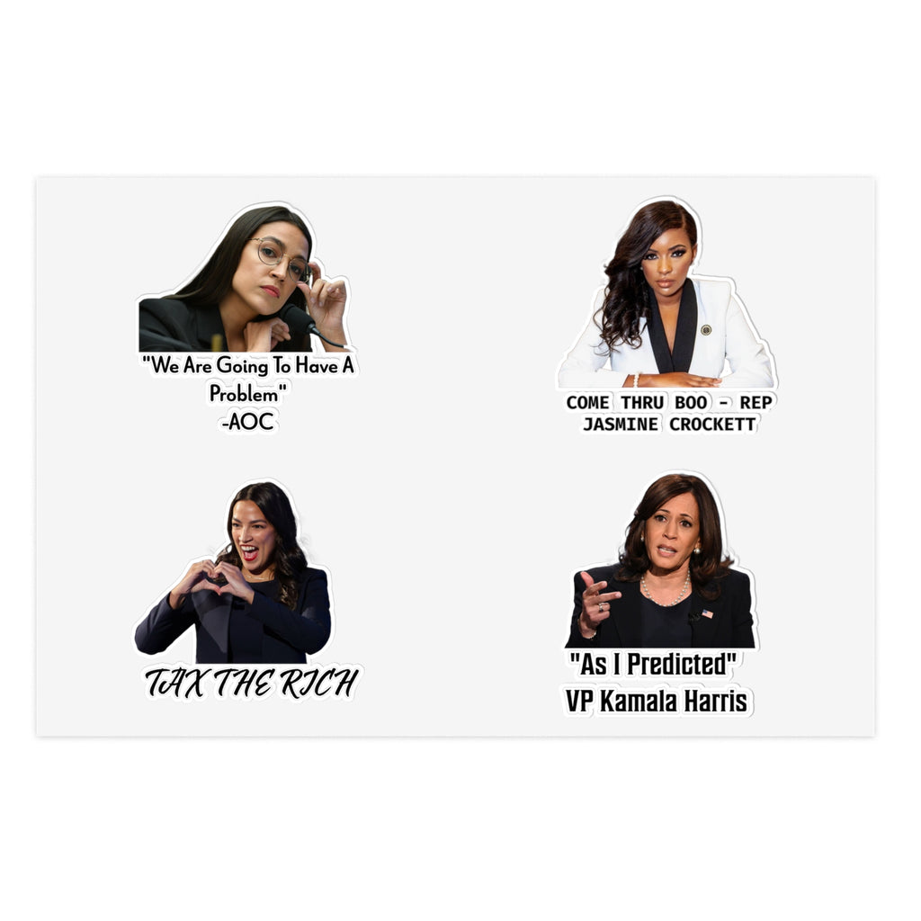 AOC, Jasmine Crockett & Kamala Harris Quote Stickers - Political Satire Decals - Feminist Sticker Sheet - Protest Merch - Leftist Gift