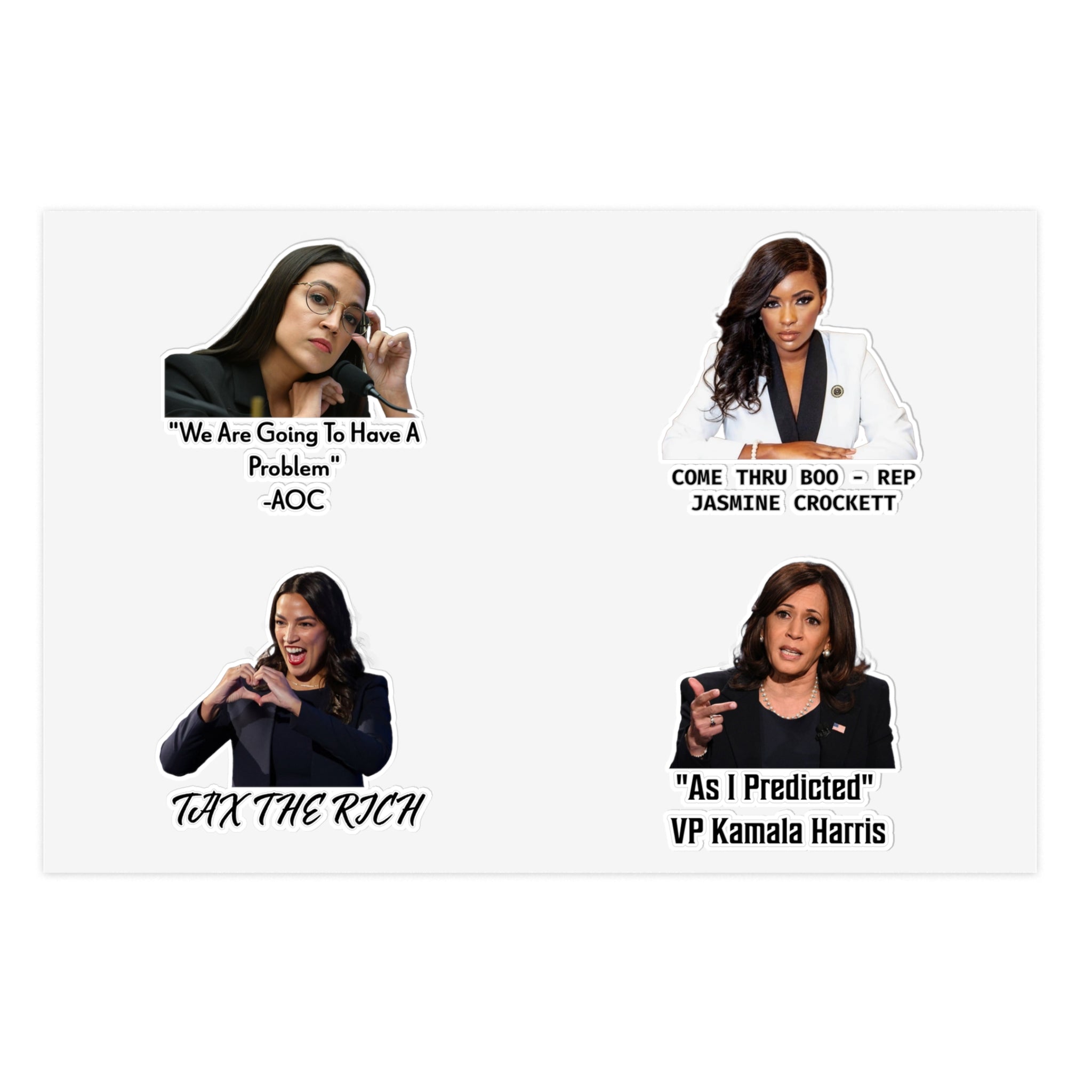 AOC, Jasmine Crockett & Kamala Harris Quote Stickers - Political Satire Decals - Feminist Sticker Sheet - Protest Merch - Leftist Gift