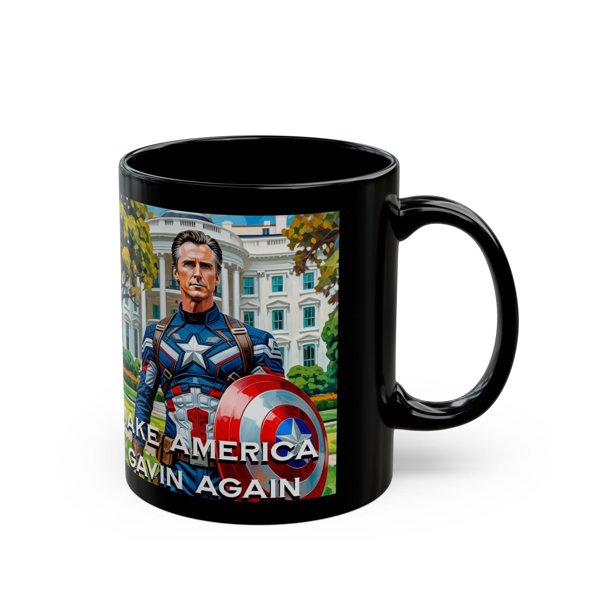Gavin Newsom Captain America Mug - Subtle Anti Trump Merch - Anti MAGA Mug - Political Satire - Political Mug - Democrat Gift