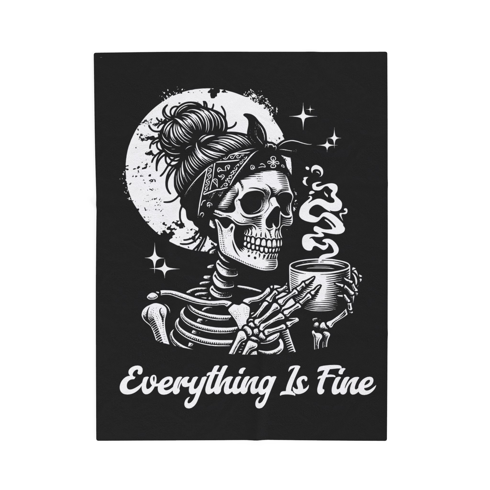 Halloween Skelton Blanket - Everything Is Fine - Feminist Blanket - Halloween 2025