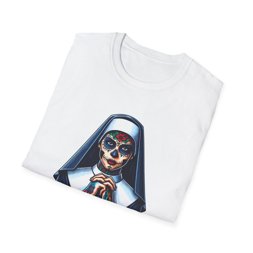 Sugar Skull Nun T-Shirt - Unique Graphic Tee, Day of the Dead, Halloween Costume, Gift for Nuns, Casual Wear