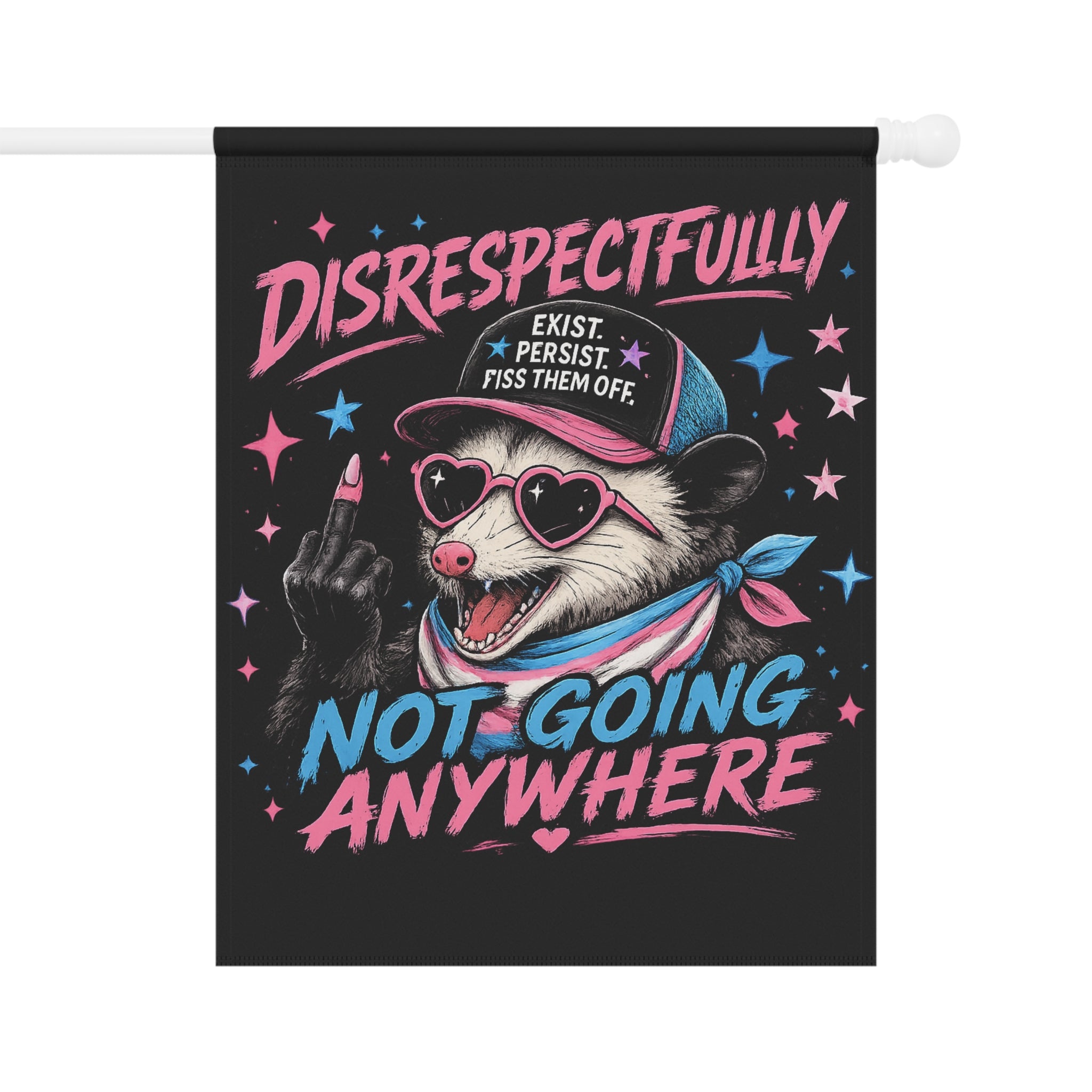 Trans Pride Garden Flag, Not Going Anywhere Yard Flag, LGBTQ Outdoor Decor, Trans Rights House Banner, Queer Pride Lawn Flag