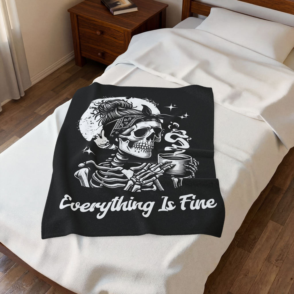 Halloween Skelton Blanket - Everything Is Fine - Feminist Blanket - Halloween 2025