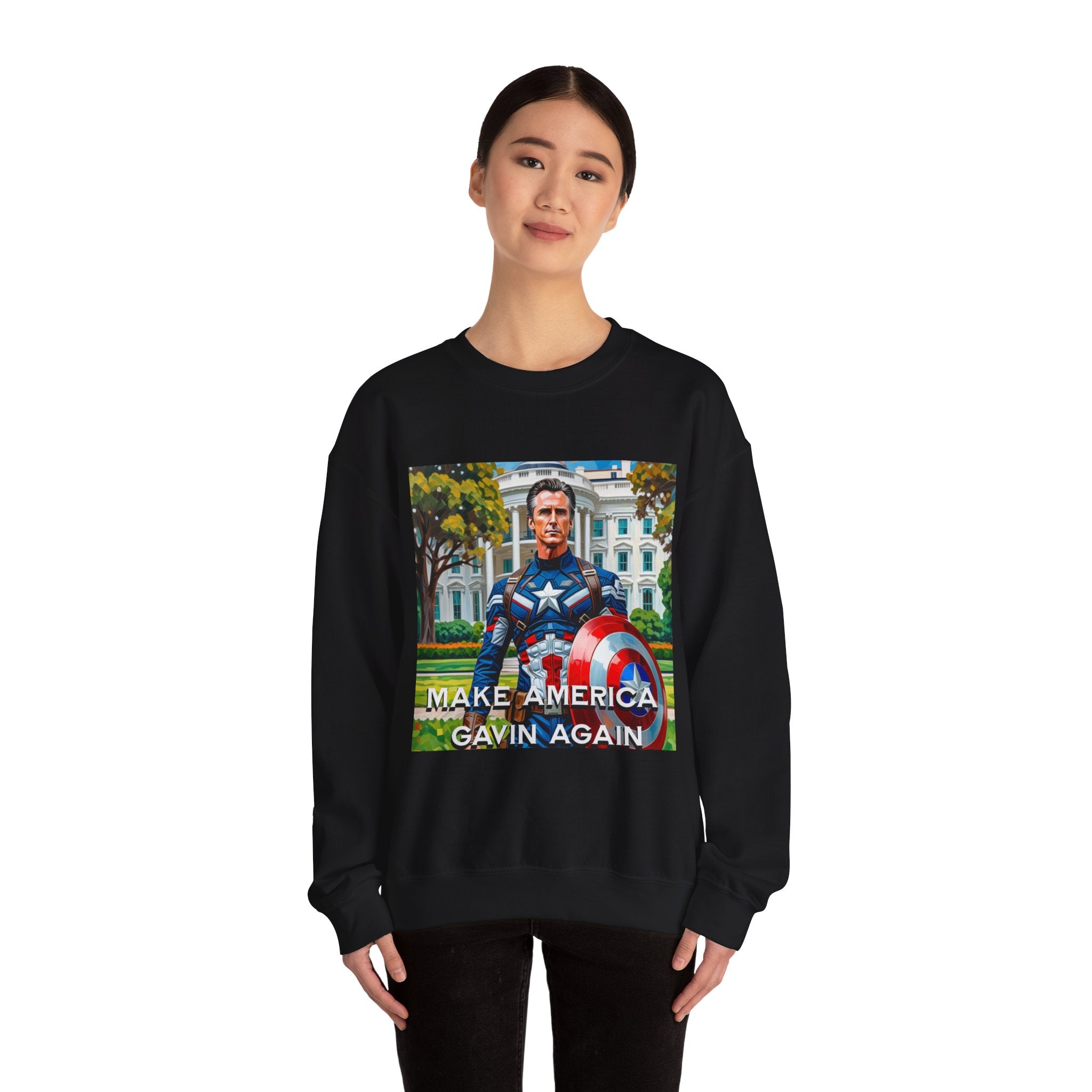 Gavin Newsom Sweater - Make America Gavin Again - Captain America - Anti Trump Sweatshirt - Political Satire - Anti MAGA Sweater