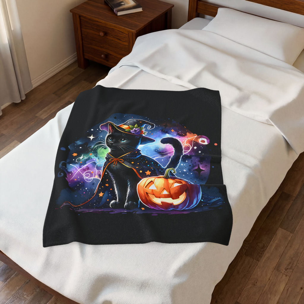 Black Cat Halloween Blanket - Halloween Tapestry - Spooky Season Decor - Halloween 2025