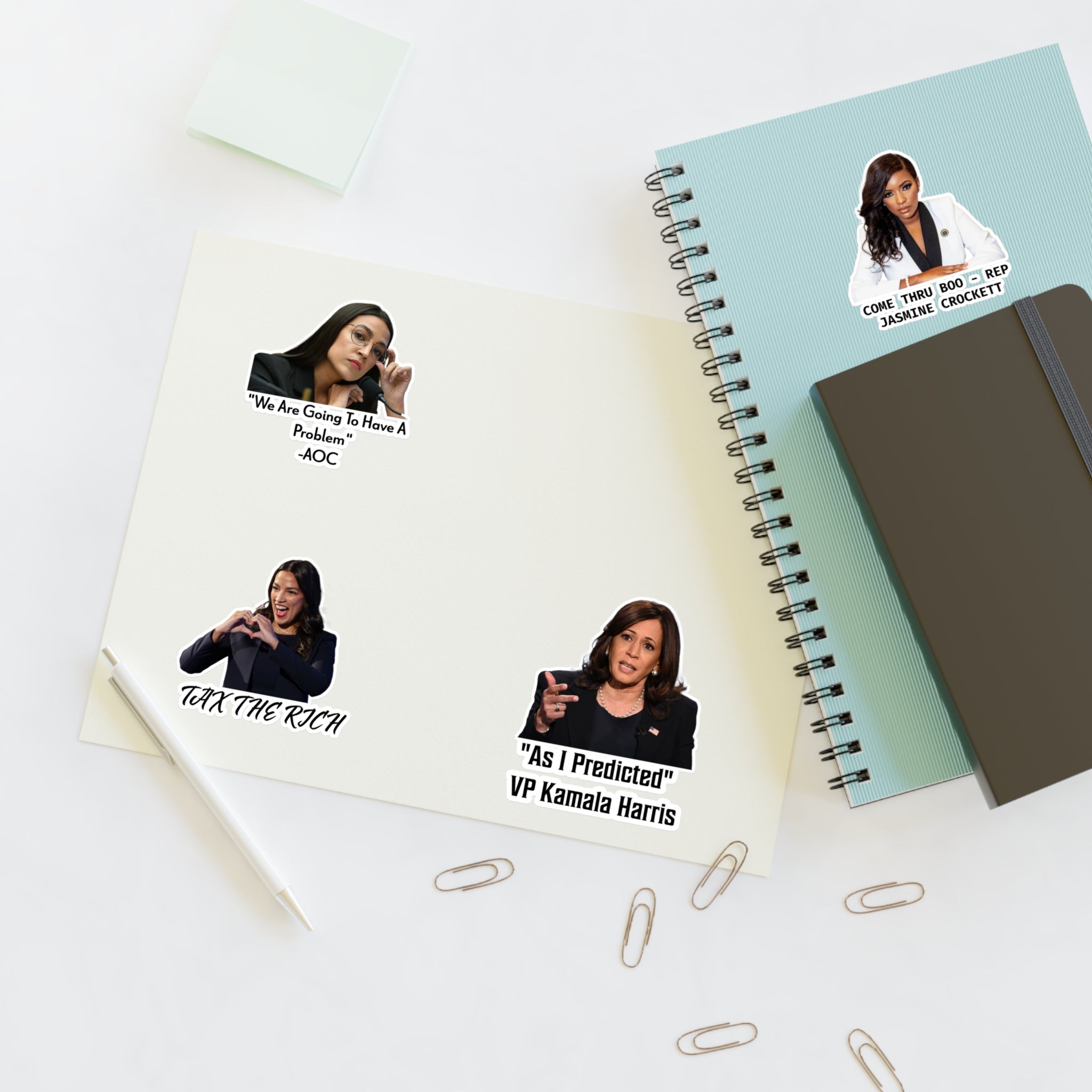 AOC, Jasmine Crockett & Kamala Harris Quote Stickers - Political Satire Decals - Feminist Sticker Sheet - Protest Merch - Leftist Gift