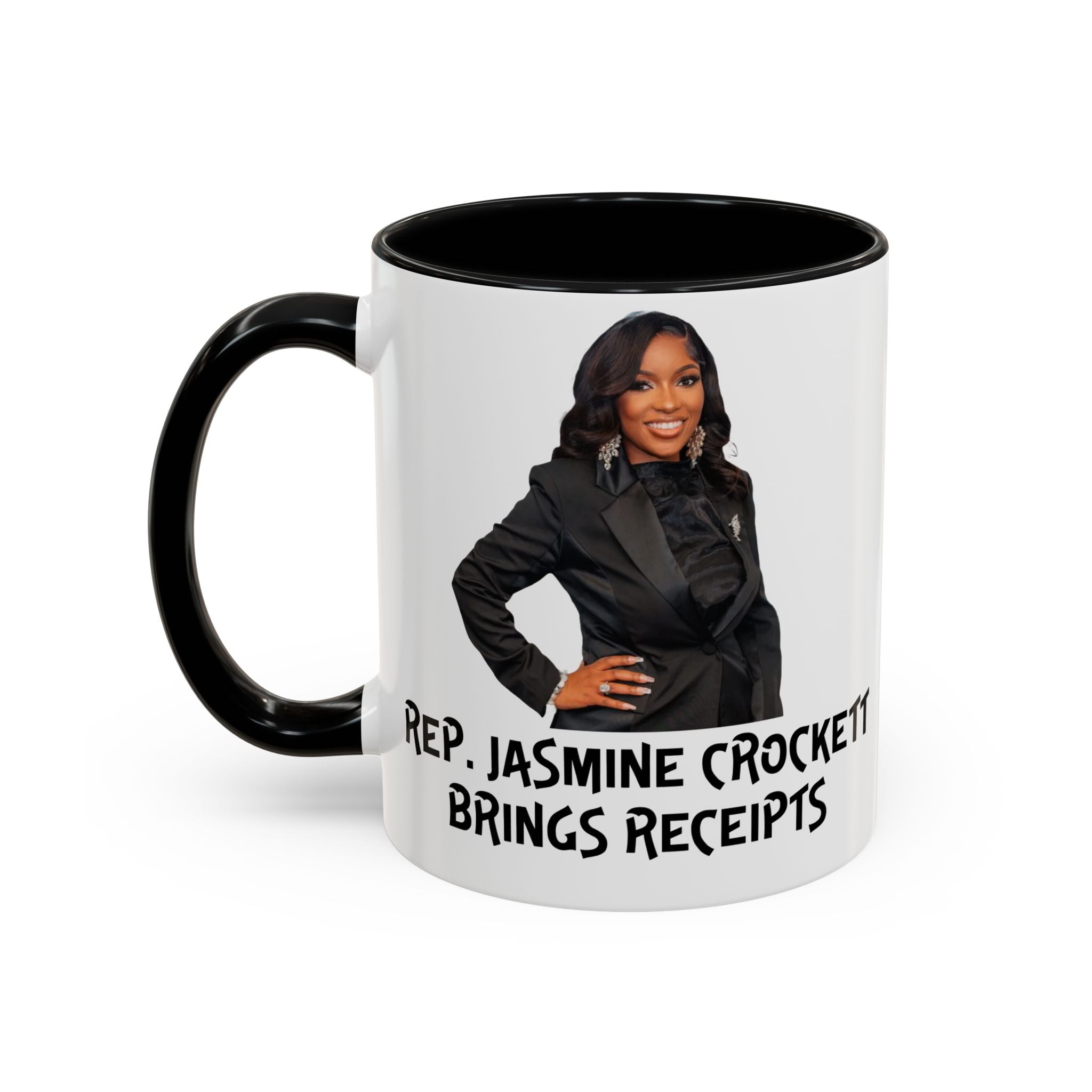 Jasmine Crockett - Brings Receipts - Anti MAGA - Anti Trump - Political Satire Mug - Anti Fascism - Feminist Gift - Anti Republican
