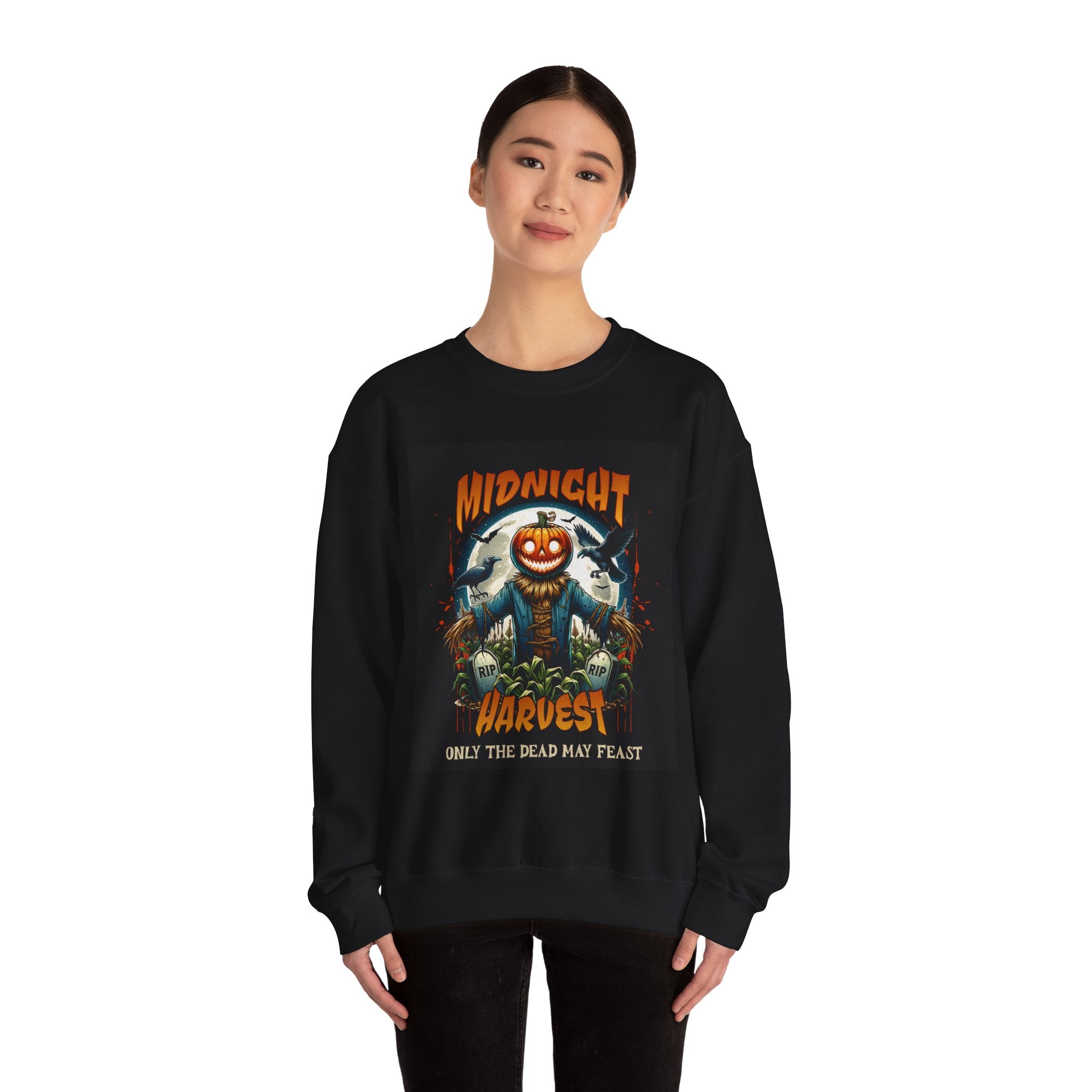 Scarecrow Halloween Sweater - Horror Sweatshirt - Scary Pumpkin Head - Creepy Cornfield