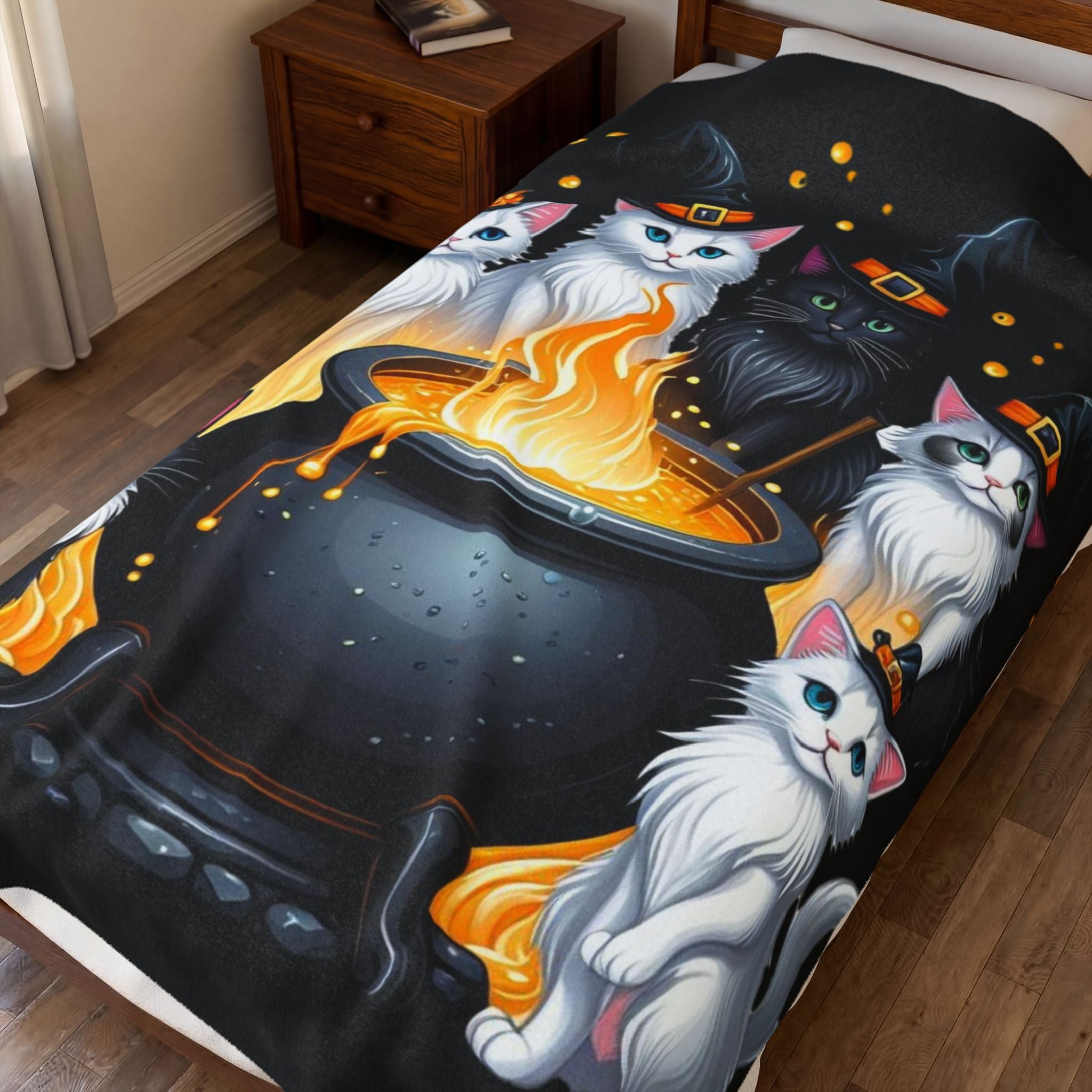 Halloween Ragdolls Cat Witch Blanket - Halloween Cauldron - Spooky Cute - Cat Lover Gift - Witchy Vibes
