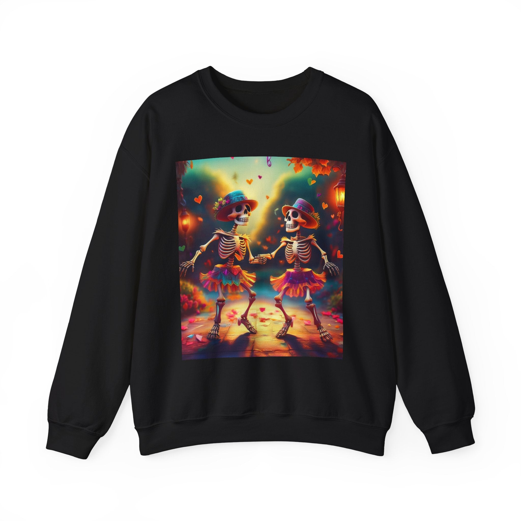 Dancing Skeleton Sweatshirt -  Dia de los Muertos - Skelton Couple Halloween - Day Of The Dead Tee - Girly Halloween Tee
