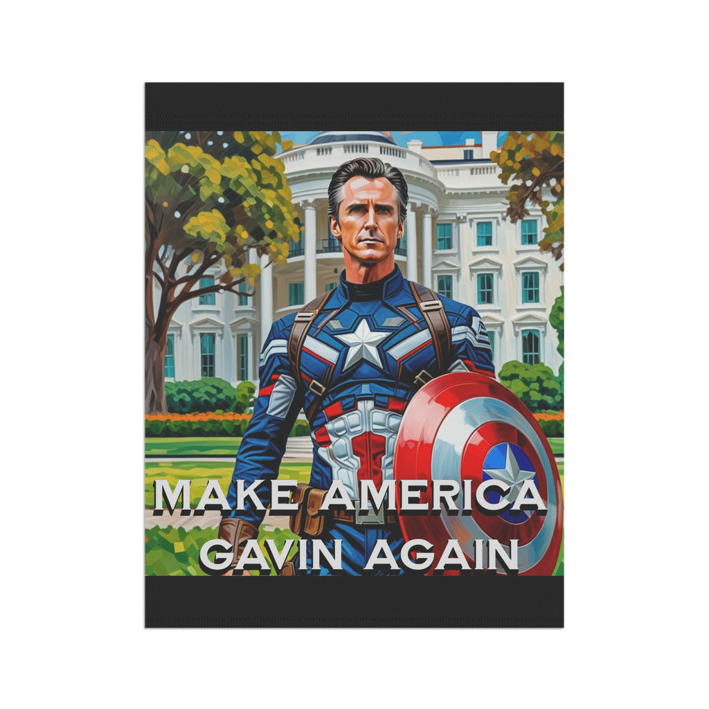 Gavin Newsom Captain America Yard Banner - Subtle Anti Trump Merch - Anti MAGA Flag - Democrat Gift - Anti Republican