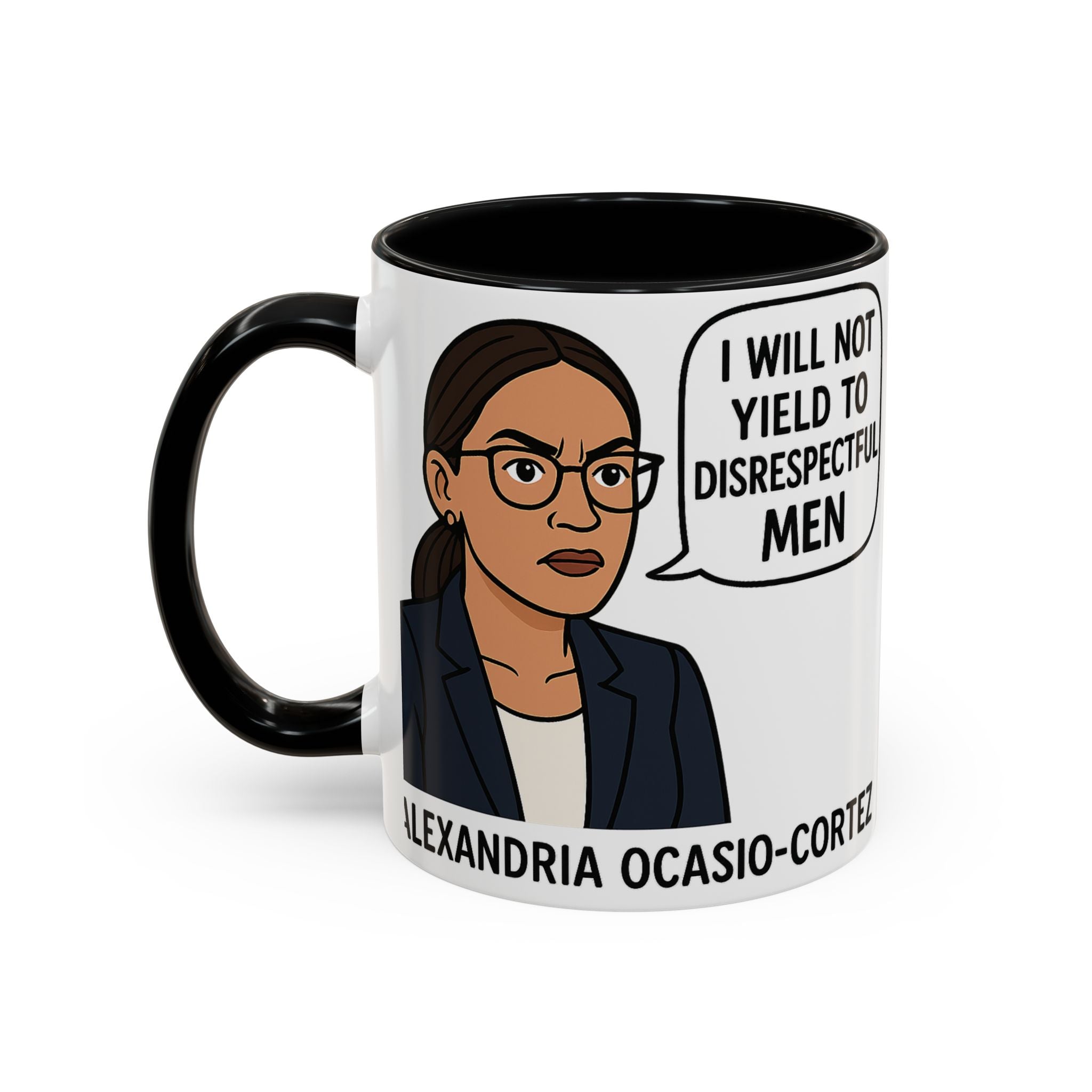 AOC Quote Mug - Feminist Mug - I Will Not Yield To Disrespectful Men - Democrat Gift - Anti Trump Anti MAGA - Female Empowerment Coffee Cup