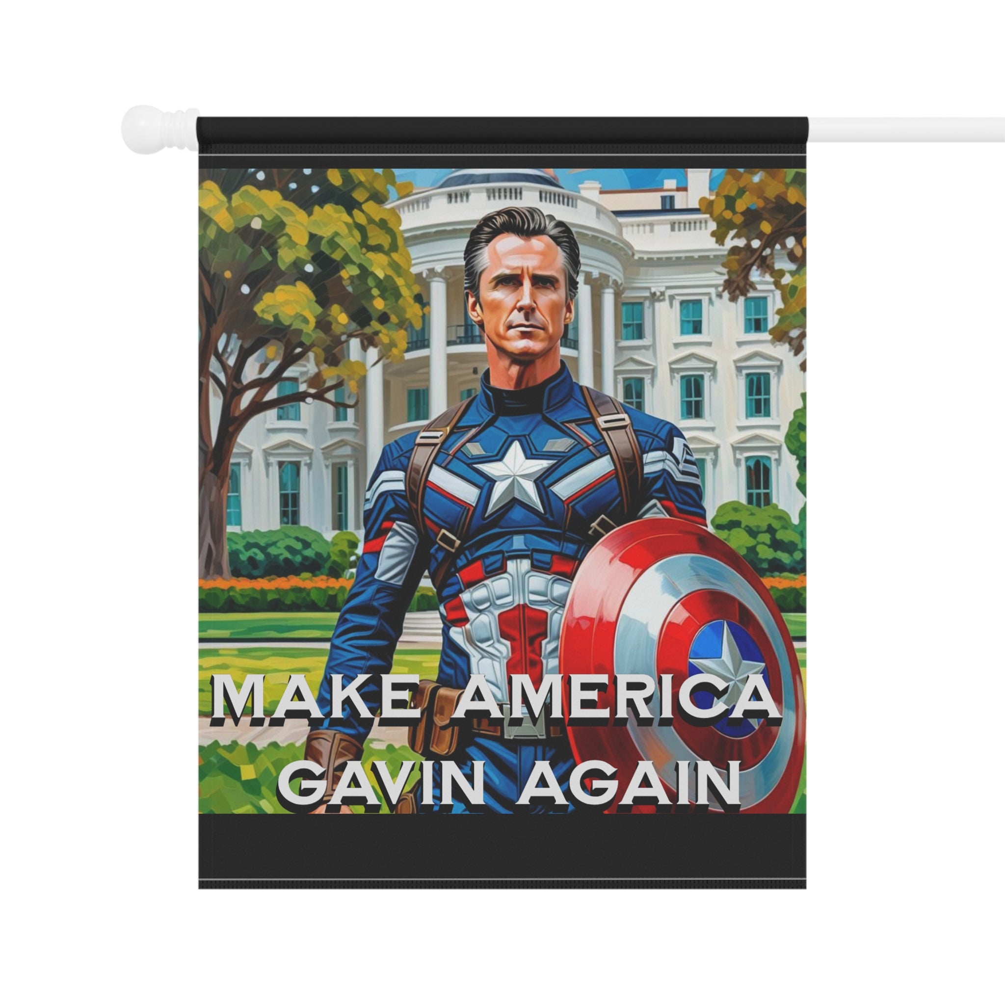 Gavin Newsom Captain America Yard Banner - Subtle Anti Trump Merch - Anti MAGA Flag - Democrat Gift - Anti Republican