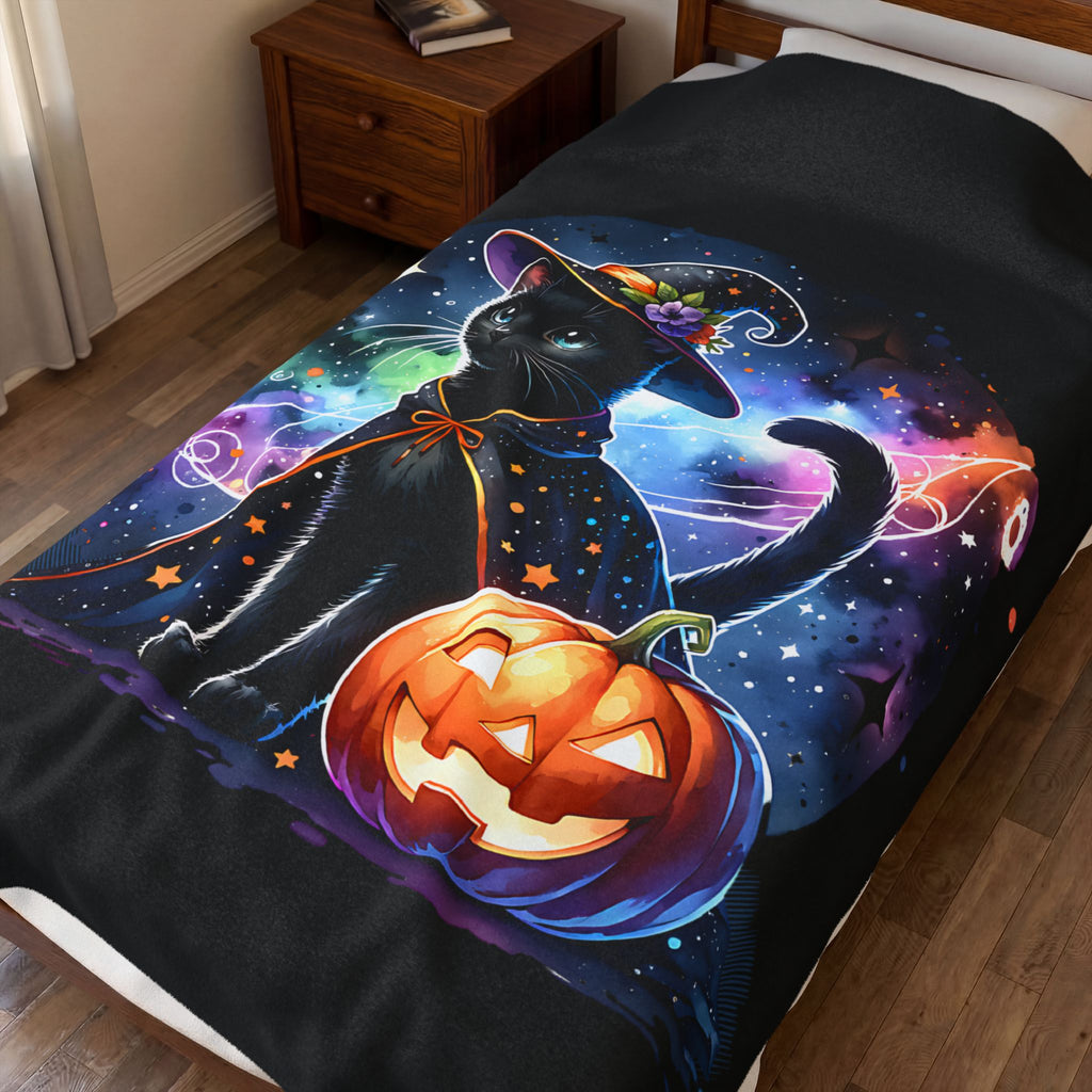 Black Cat Halloween Blanket - Halloween Tapestry - Spooky Season Decor - Halloween 2025