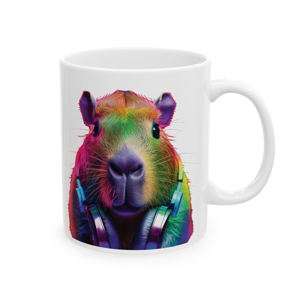 Trippy Capybara Mug - Cute Animal DJ Coffee Mug - Psychedelic Mug - Music Lover Gift - Kawaii Animal - cute coffee cup