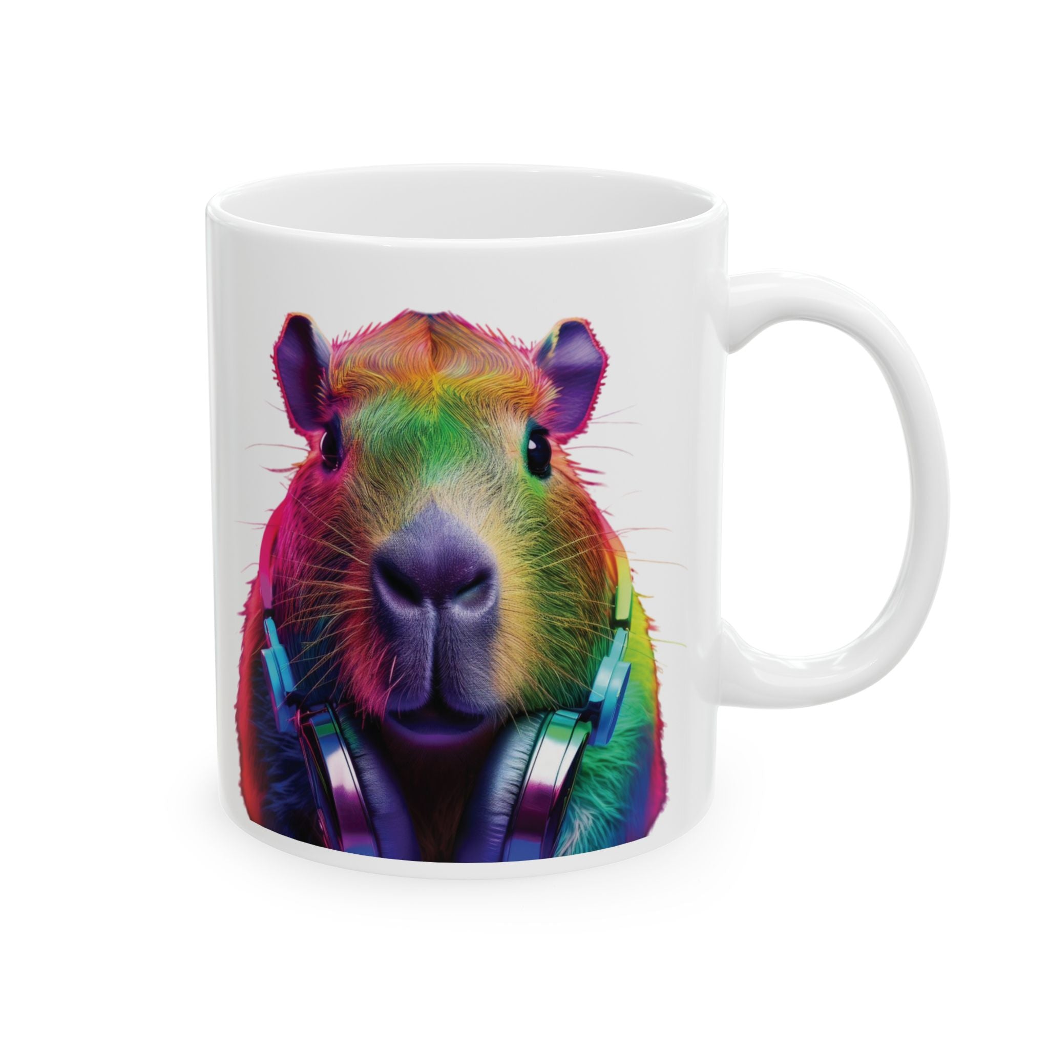 Trippy Capybara Mug - Cute Animal DJ Coffee Mug - Psychedelic Mug - Music Lover Gift - Kawaii Animal - cute coffee cup