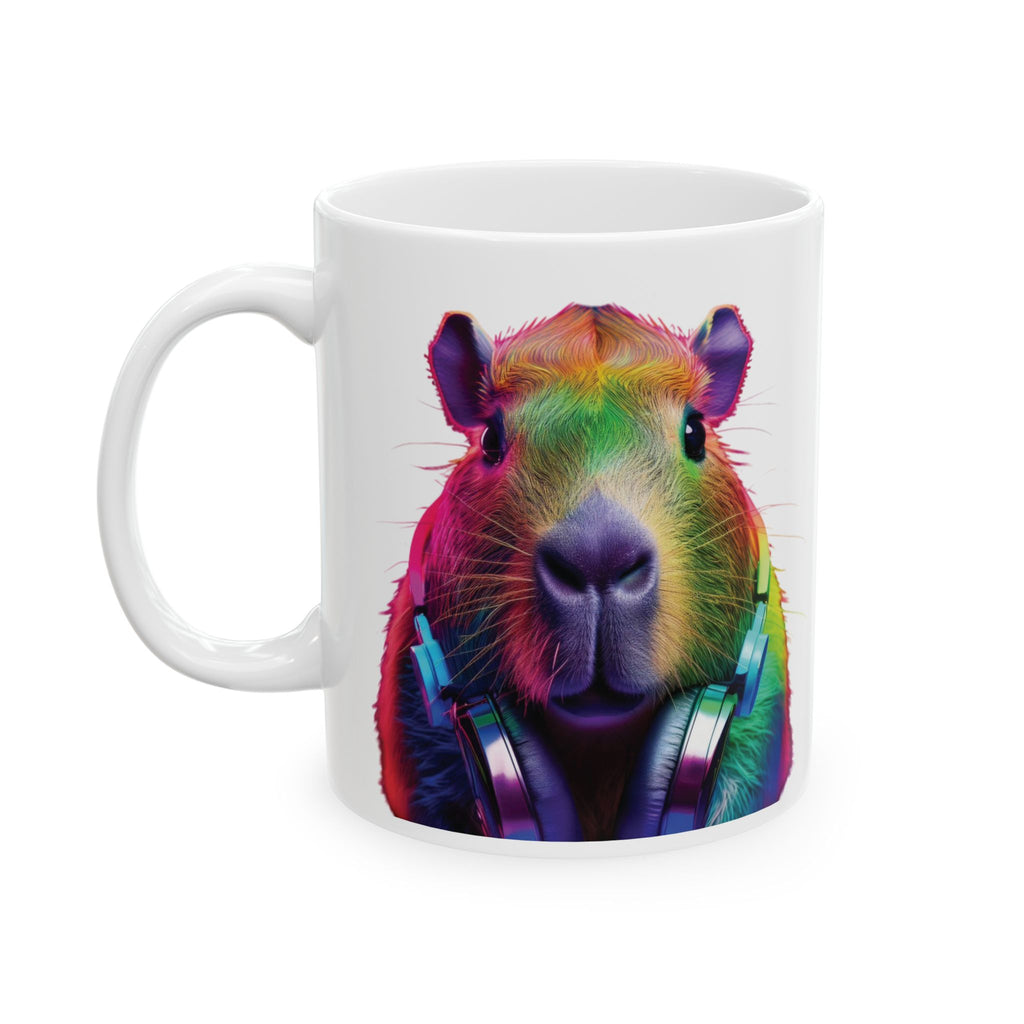 Trippy Capybara Mug - Cute Animal DJ Coffee Mug - Psychedelic Mug - Music Lover Gift - Kawaii Animal - cute coffee cup