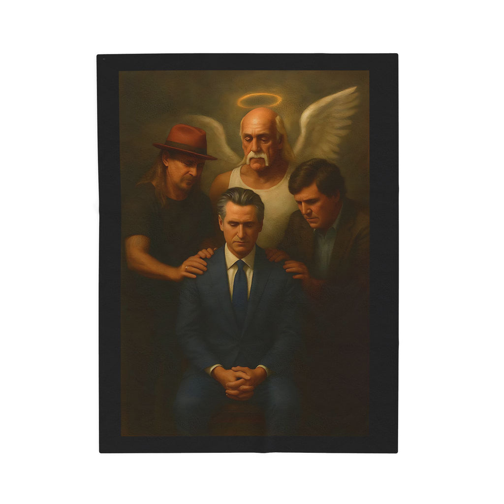 Gavin Newsom Meme Blanket - Hulk Hogan, Tucker Carlson, Kid Rock Prayer Meme - Subtle Anti Trump - Democrat Gift