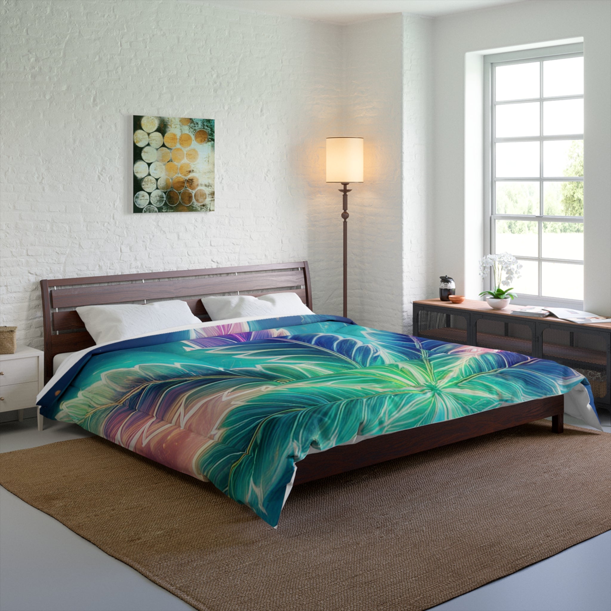 Outer Space Comforter - Weed Leaf Bedding - Stoner Gift - Space Duvet - 420 Decor - Housewarming Gift - Dorm Bedding - Galaxy Themed