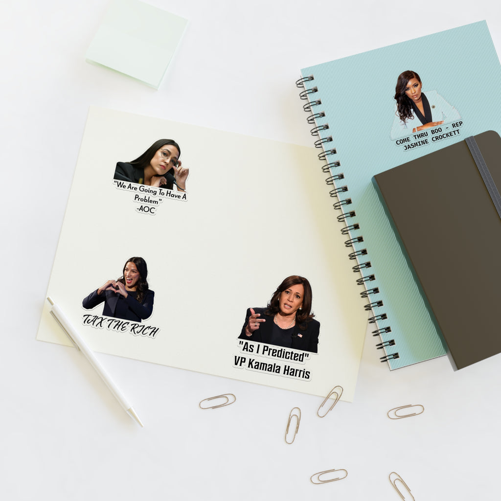 AOC, Jasmine Crockett & Kamala Harris Quote Stickers - Political Satire Decals - Feminist Sticker Sheet - Protest Merch - Leftist Gift