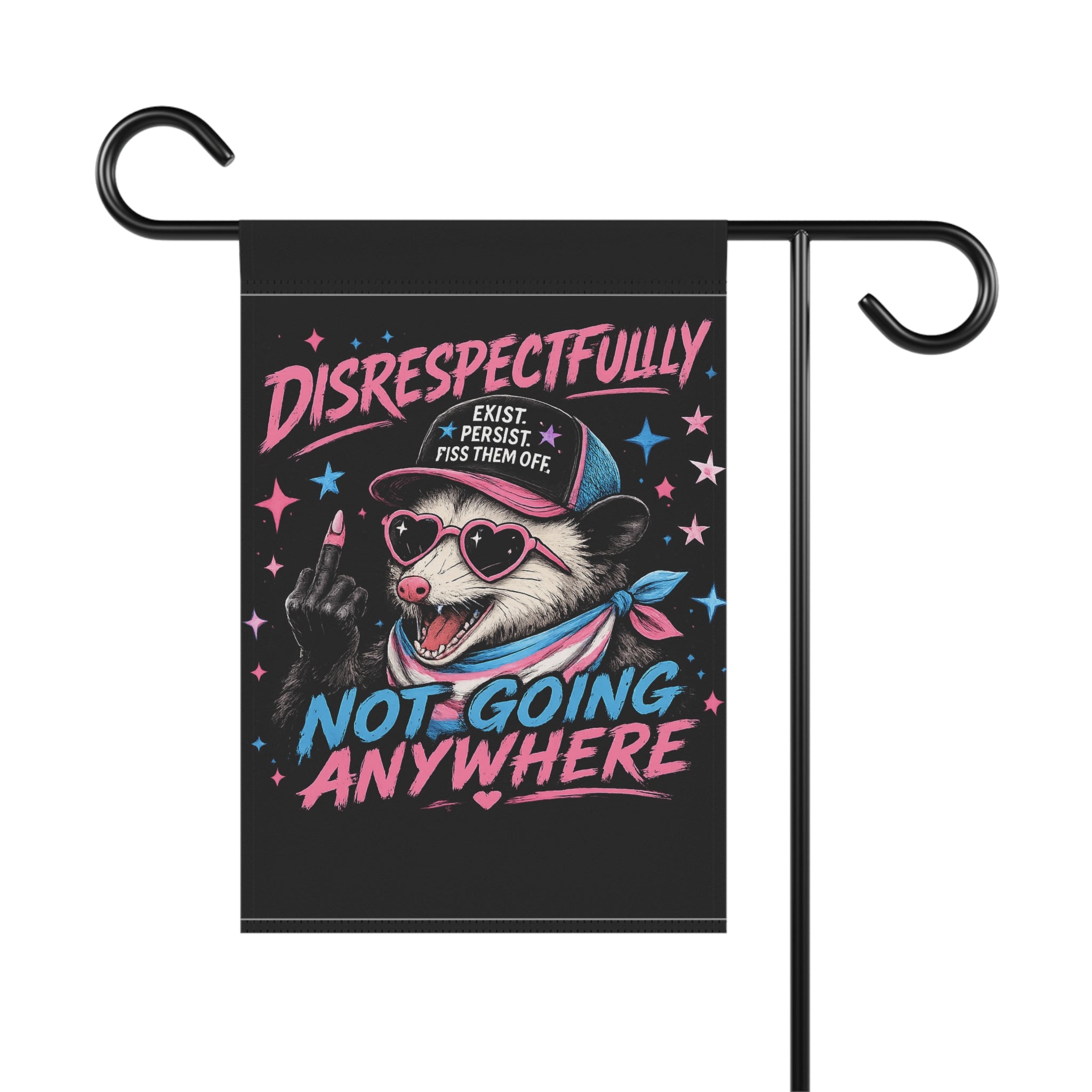 Trans Pride Garden Flag, Not Going Anywhere Yard Flag, LGBTQ Outdoor Decor, Trans Rights House Banner, Queer Pride Lawn Flag