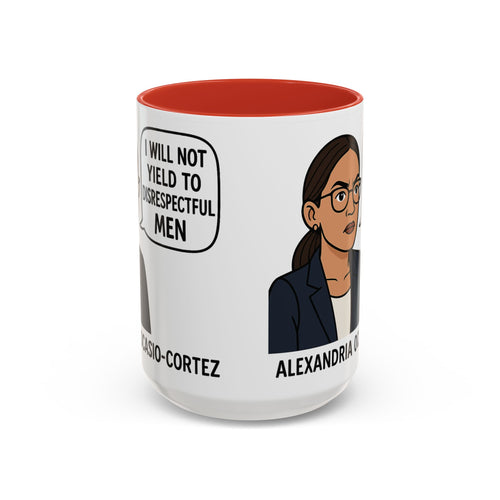 AOC Quote Mug - Feminist Mug - I Will Not Yield To Disrespectful Men - Democrat Gift - Anti Trump Anti MAGA - Female Empowerment Coffee Cup