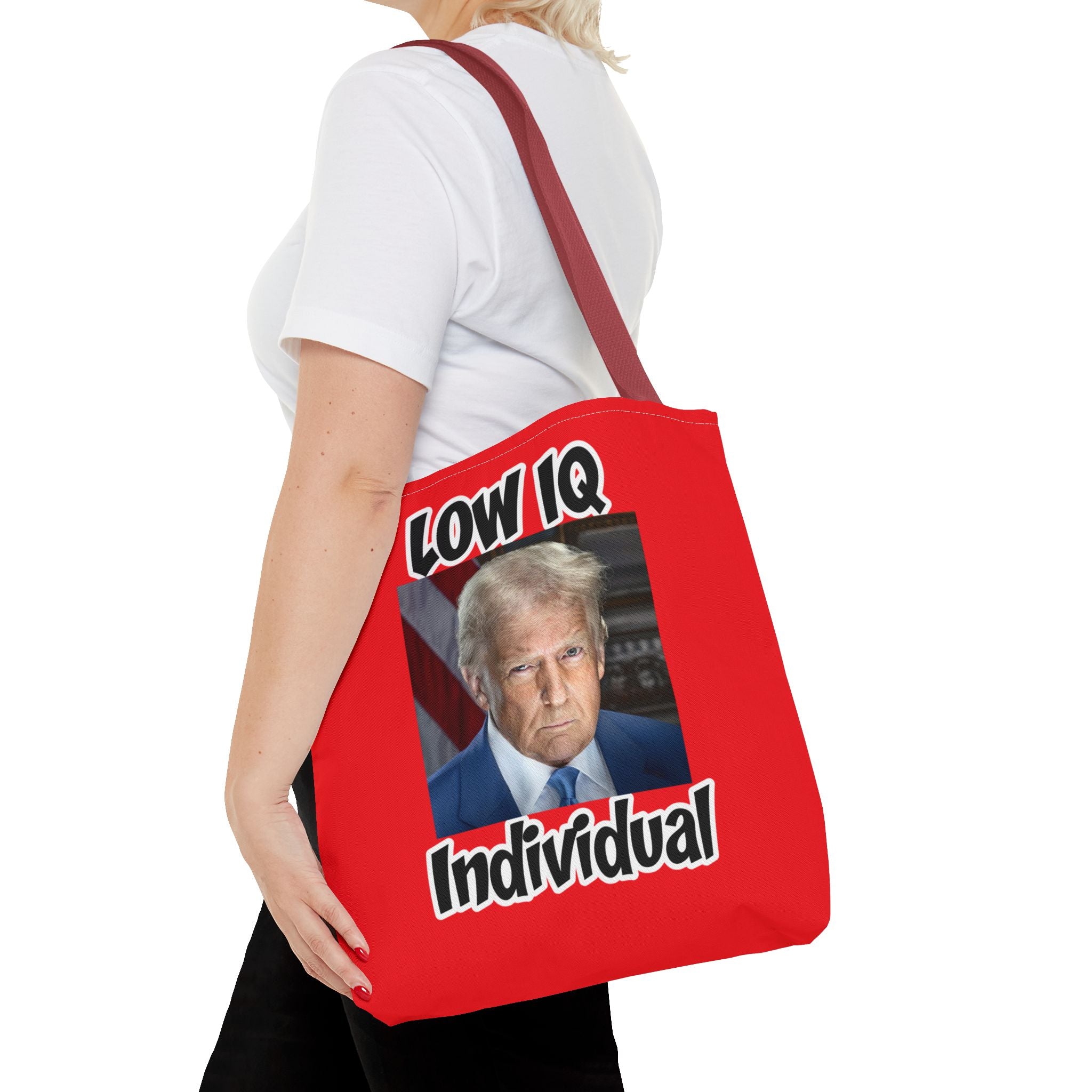 Anti Trump Tote Bag - Low IQ Individual - Political Satire Bag - Anti MAGA Tote - Democrat Gift - Protest Bag