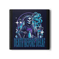 Grim Reaper Halloween Coaster - Death Before Decaf - Horror Party Supplies - Halloween Party  - Gothic Home Decor