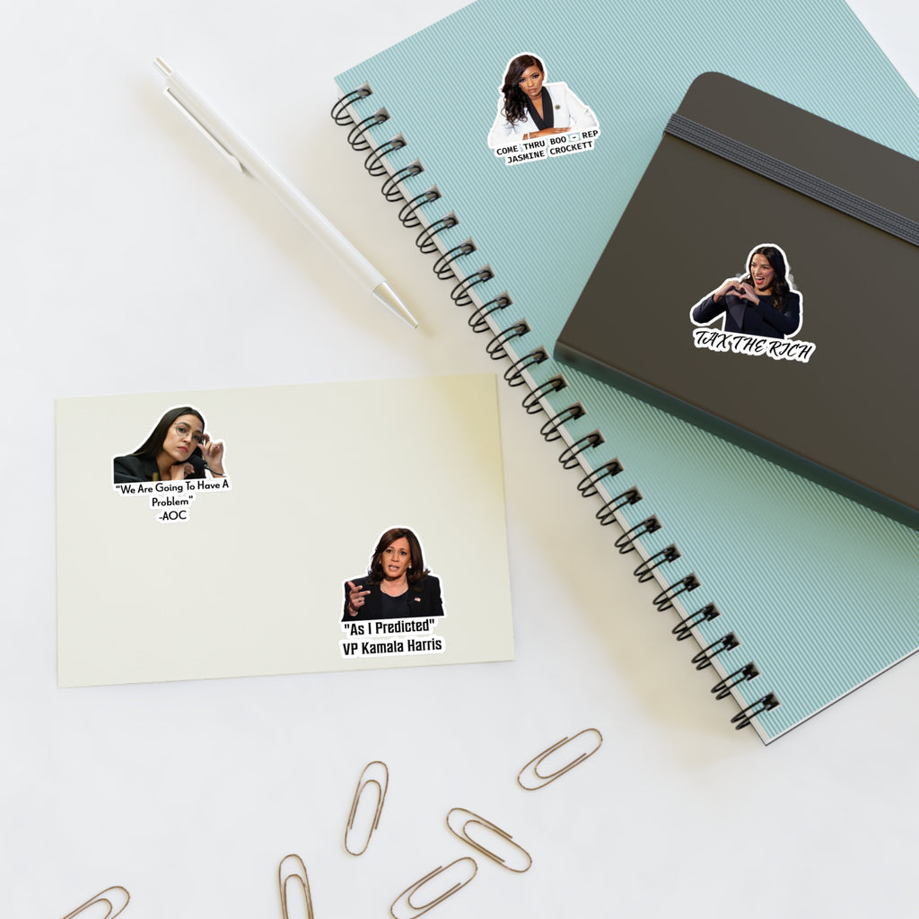 AOC, Jasmine Crockett & Kamala Harris Quote Stickers - Political Satire Decals - Feminist Sticker Sheet - Protest Merch - Leftist Gift