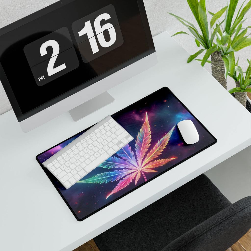 Trippy Galaxy Weed Desk Mat - Psychedelic Stoner Gaming Pad | 420 Dab Mat/ Dab Station | Cannabis Desk Decor | Galaxy Mousepad