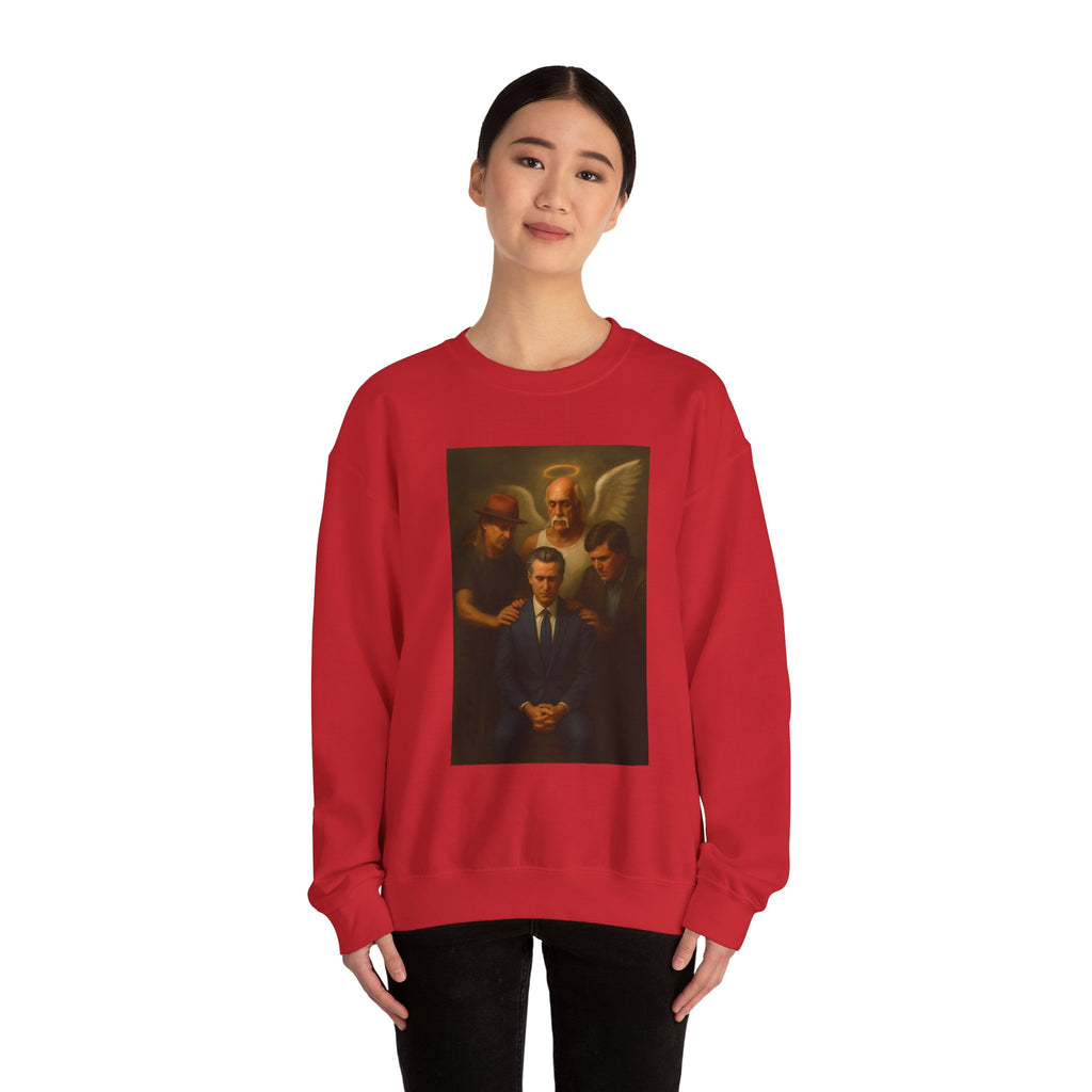 Gavin Newsom Meme Sweatshirt - Tucker Carlson, Hulk Hogan, Kid rock Meme Sweater - Political Satire - Subtle Anti Trump Sweater
