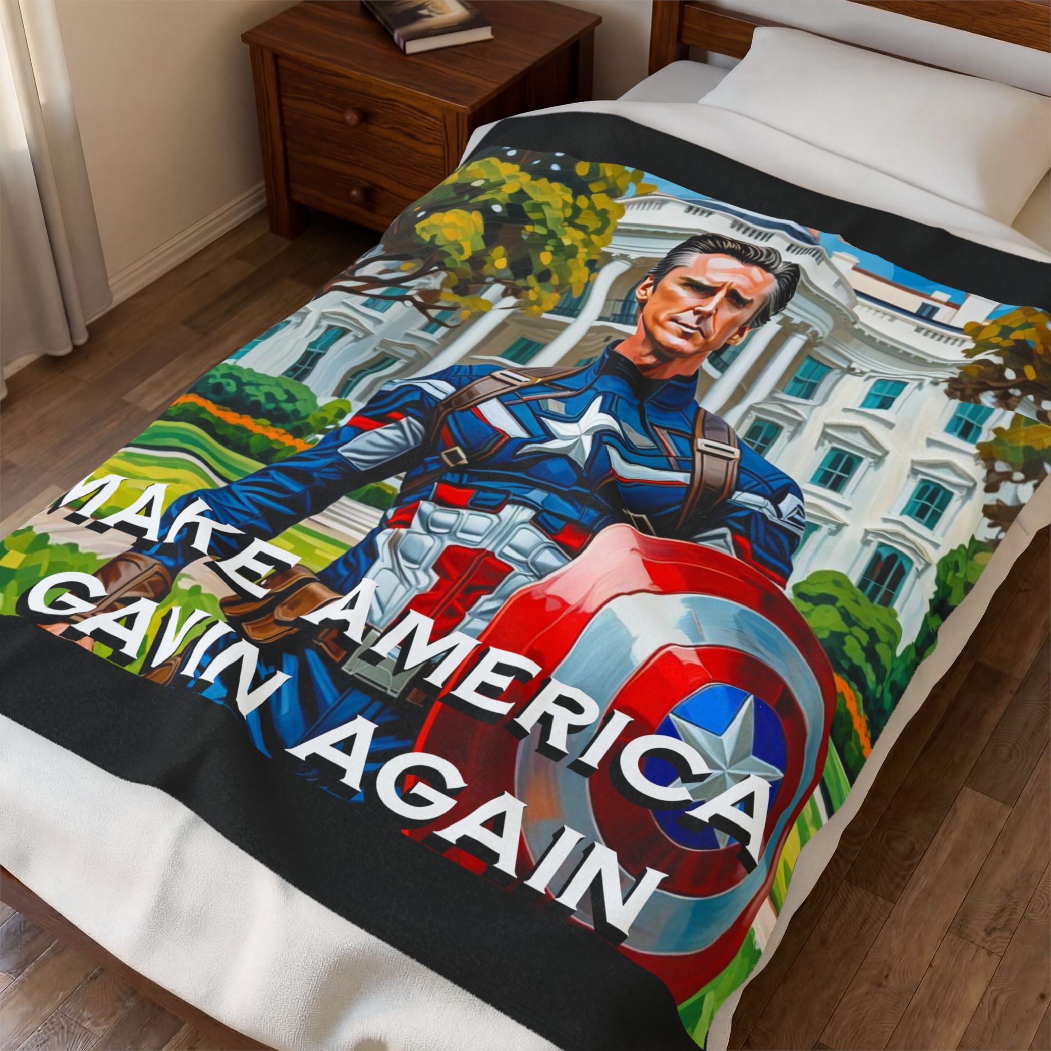 Gavin Newsom Blanket - Make America Gavin Again Plush Blanket - Anti Trump Blanket - Captain Gavin - Democrat Gift