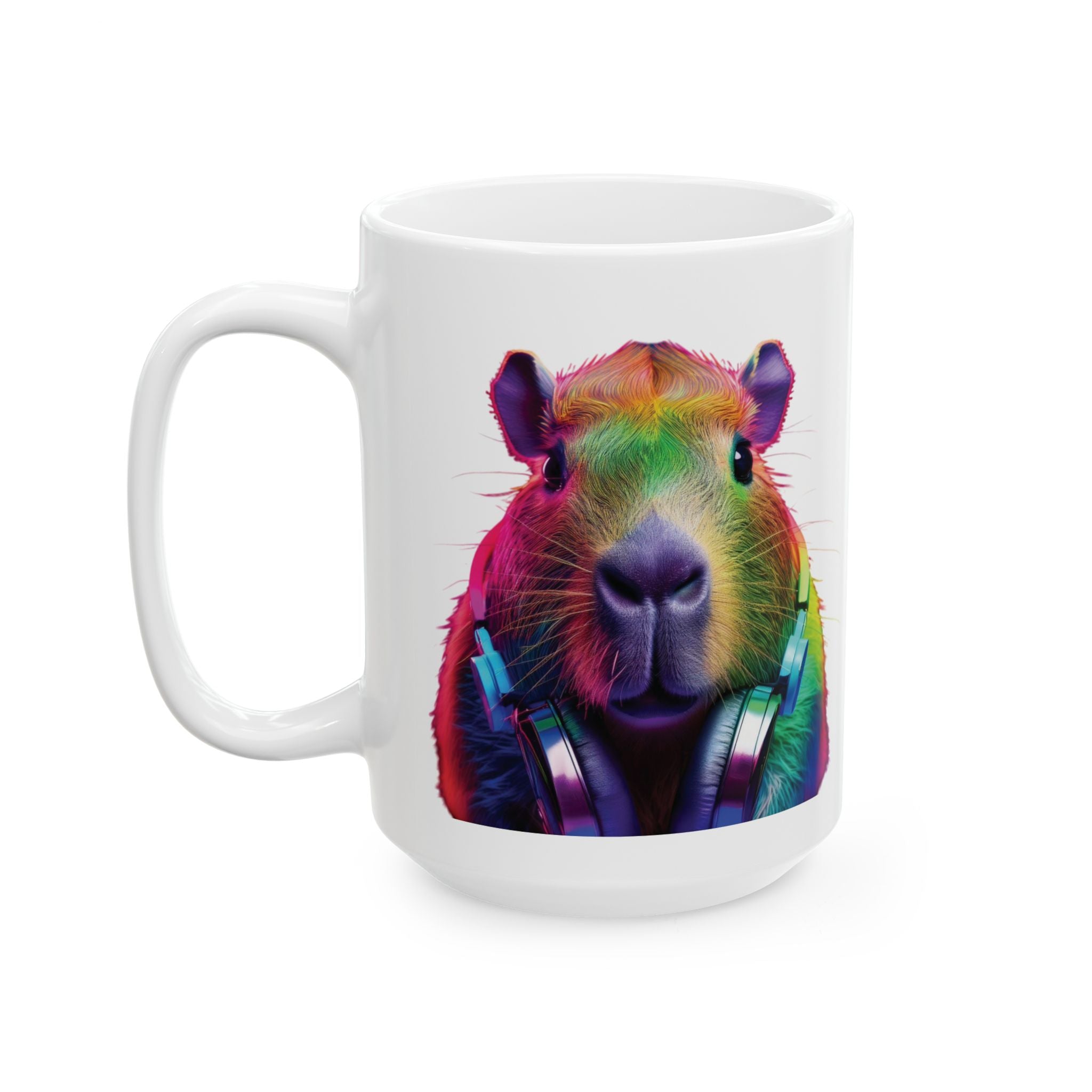 Trippy Capybara Mug - Cute Animal DJ Coffee Mug - Psychedelic Mug - Music Lover Gift - Kawaii Animal - cute coffee cup