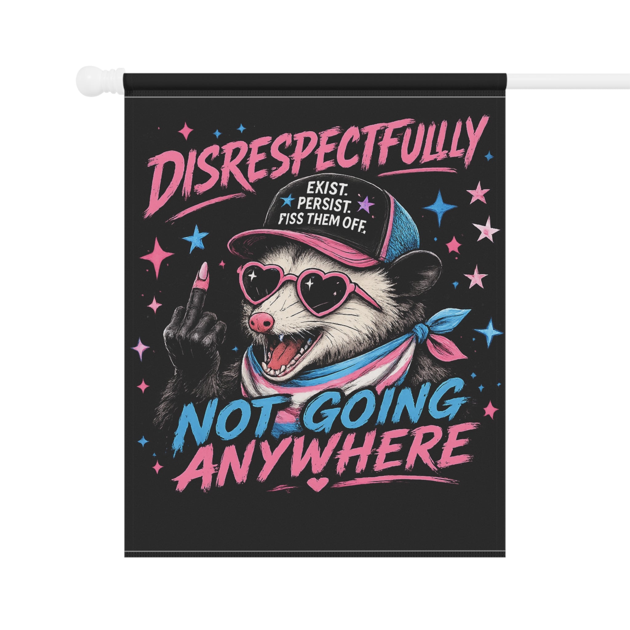 Trans Pride Garden Flag, Not Going Anywhere Yard Flag, LGBTQ Outdoor Decor, Trans Rights House Banner, Queer Pride Lawn Flag