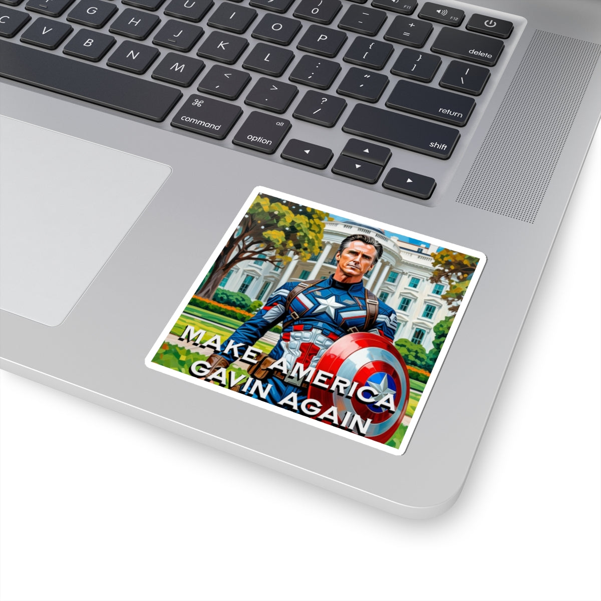 Gavin Newsom Sticker - Make America Gavin Again - Political Satire - Anti MAGA Anti Trump Sticker - Captain America - Protest Sticker