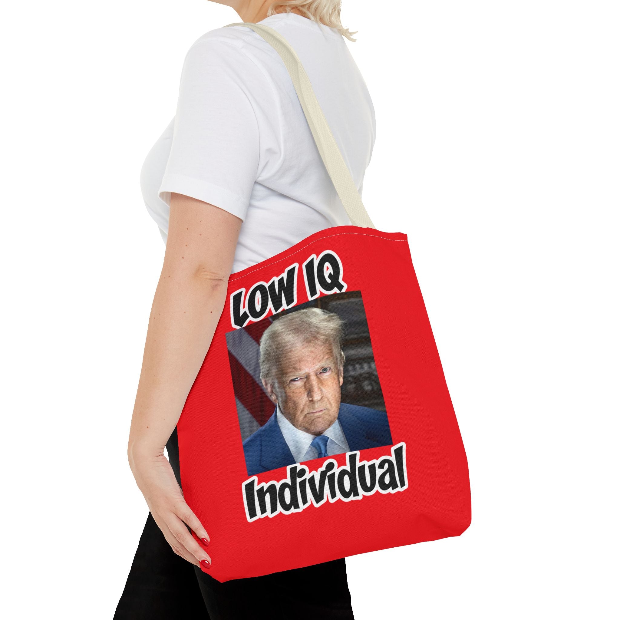 Anti Trump Tote Bag - Low IQ Individual - Political Satire Bag - Anti MAGA Tote - Democrat Gift - Protest Bag