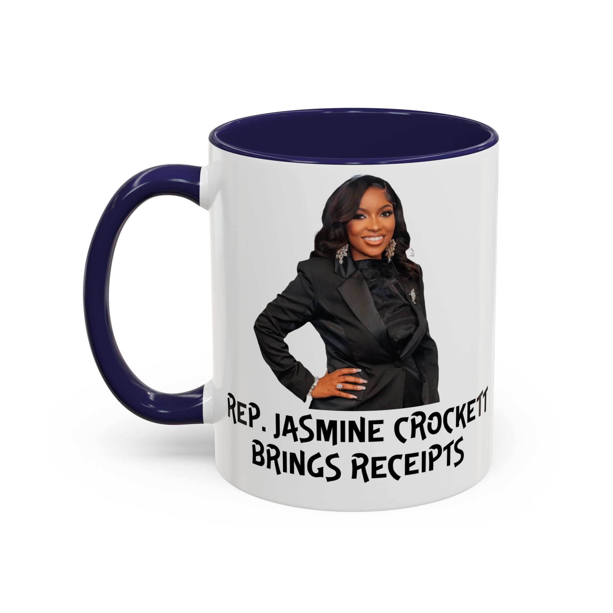 Jasmine Crockett - Brings Receipts - Anti MAGA - Anti Trump - Political Satire Mug - Anti Fascism - Feminist Gift - Anti Republican