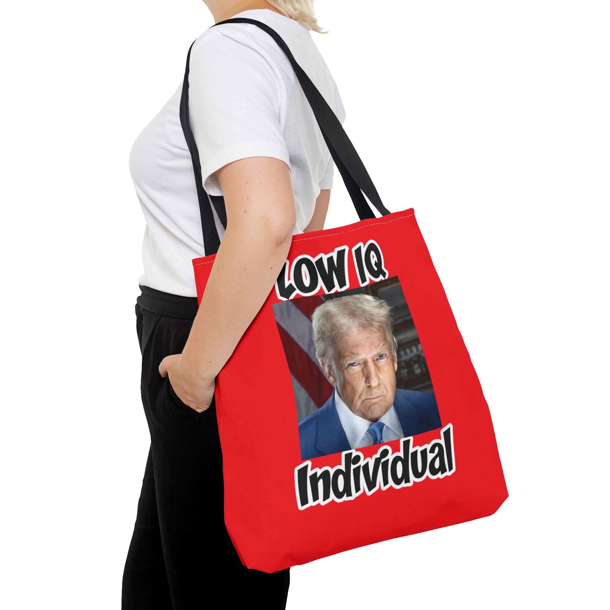 Anti Trump Tote Bag - Low IQ Individual - Political Satire Bag - Anti MAGA Tote - Democrat Gift - Protest Bag