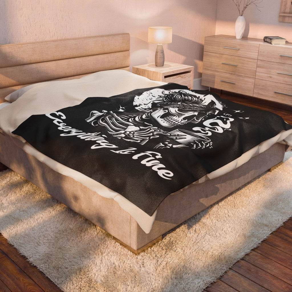Halloween Skelton Blanket - Everything Is Fine - Feminist Blanket - Halloween 2025