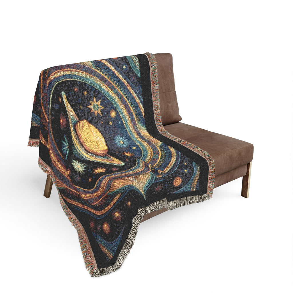 Celestial Woven Blanket - Galaxy Space Throw, Celestial Bedroom Decor, Night Sky Blanket, Wall Tapestry - Home Decor