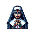 Day Of The Dead Sugar Skull Nun Sticker - Dia de los Muertos Nun - Halloween Sugar Skull Sticker - Tattooed Nun - Goth Sticker